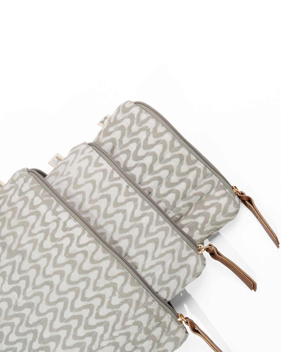 Set of 3 - Silver Shadow Waves Toiletry Pouches