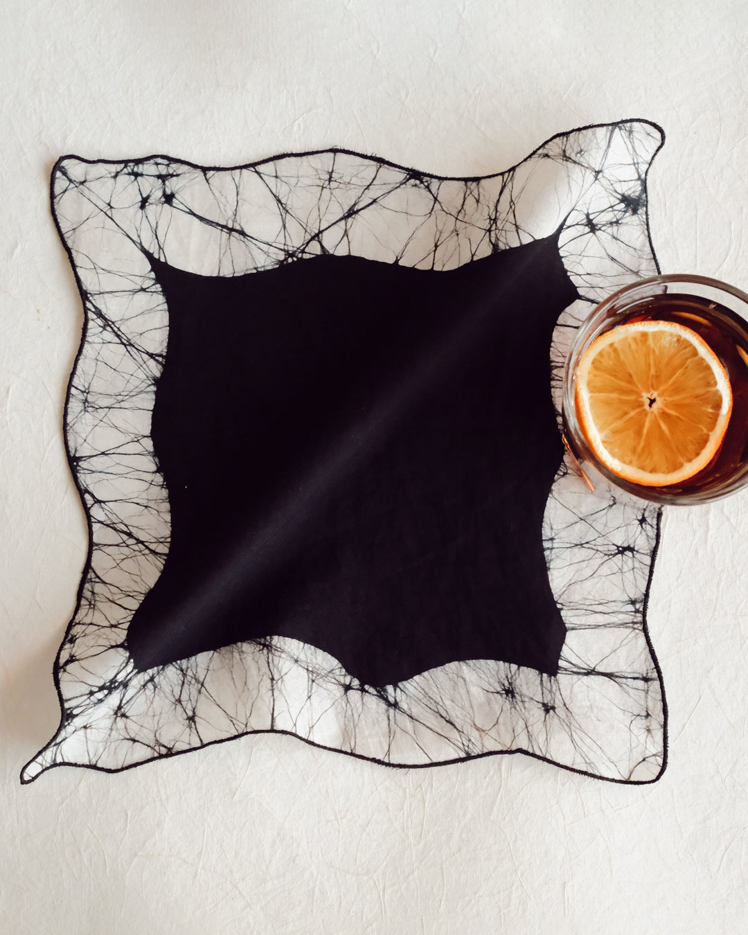 Set of 6 - Waves Black Cocktail Napkins