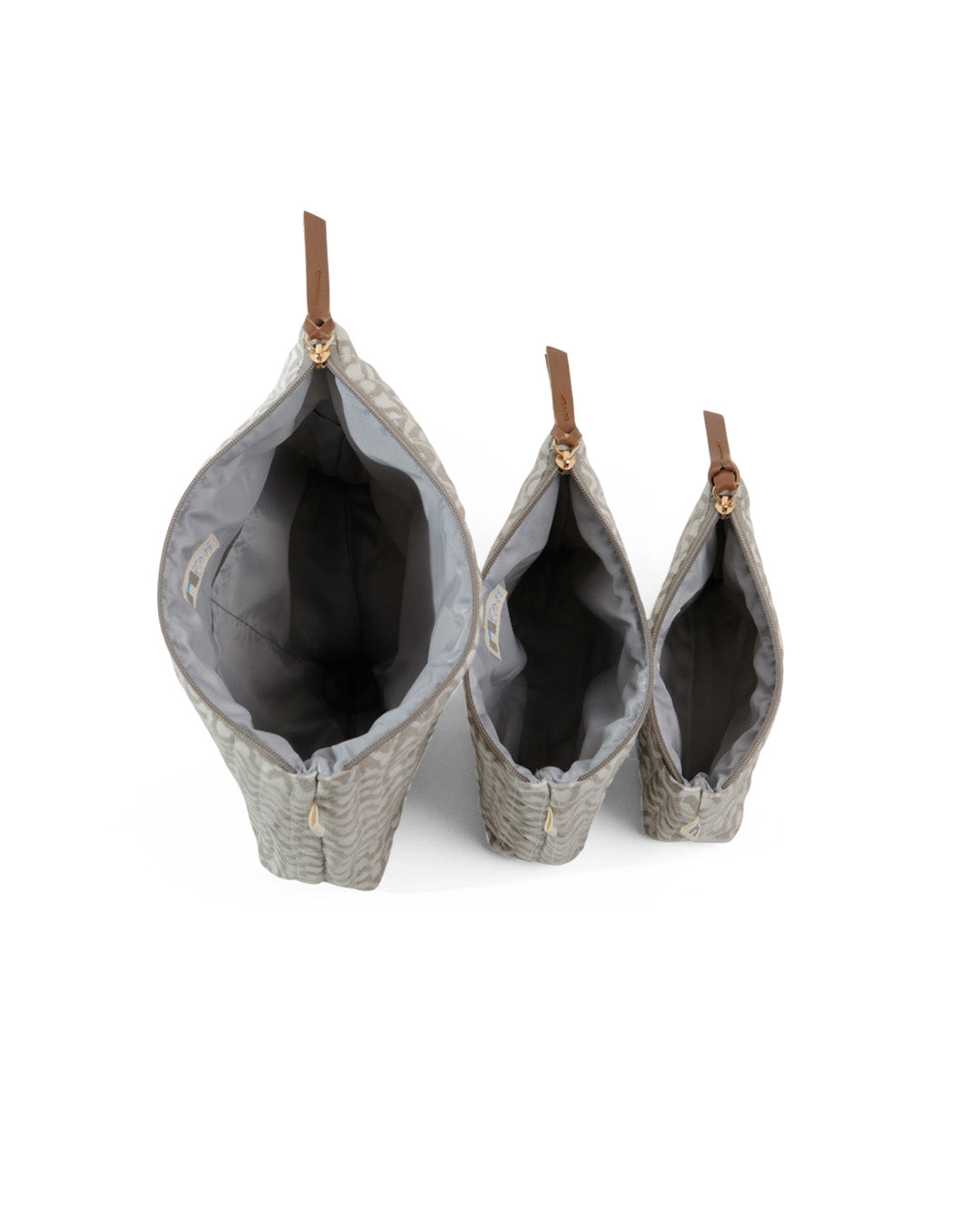 Set of 3 - Silver Shadow Waves Toiletry Pouches