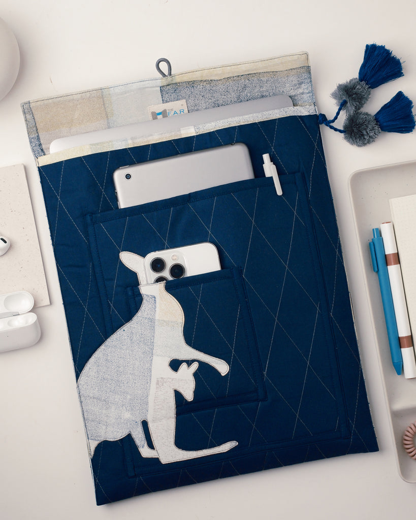Gond Folk Kangaroo - Blue Laptop Sleeve