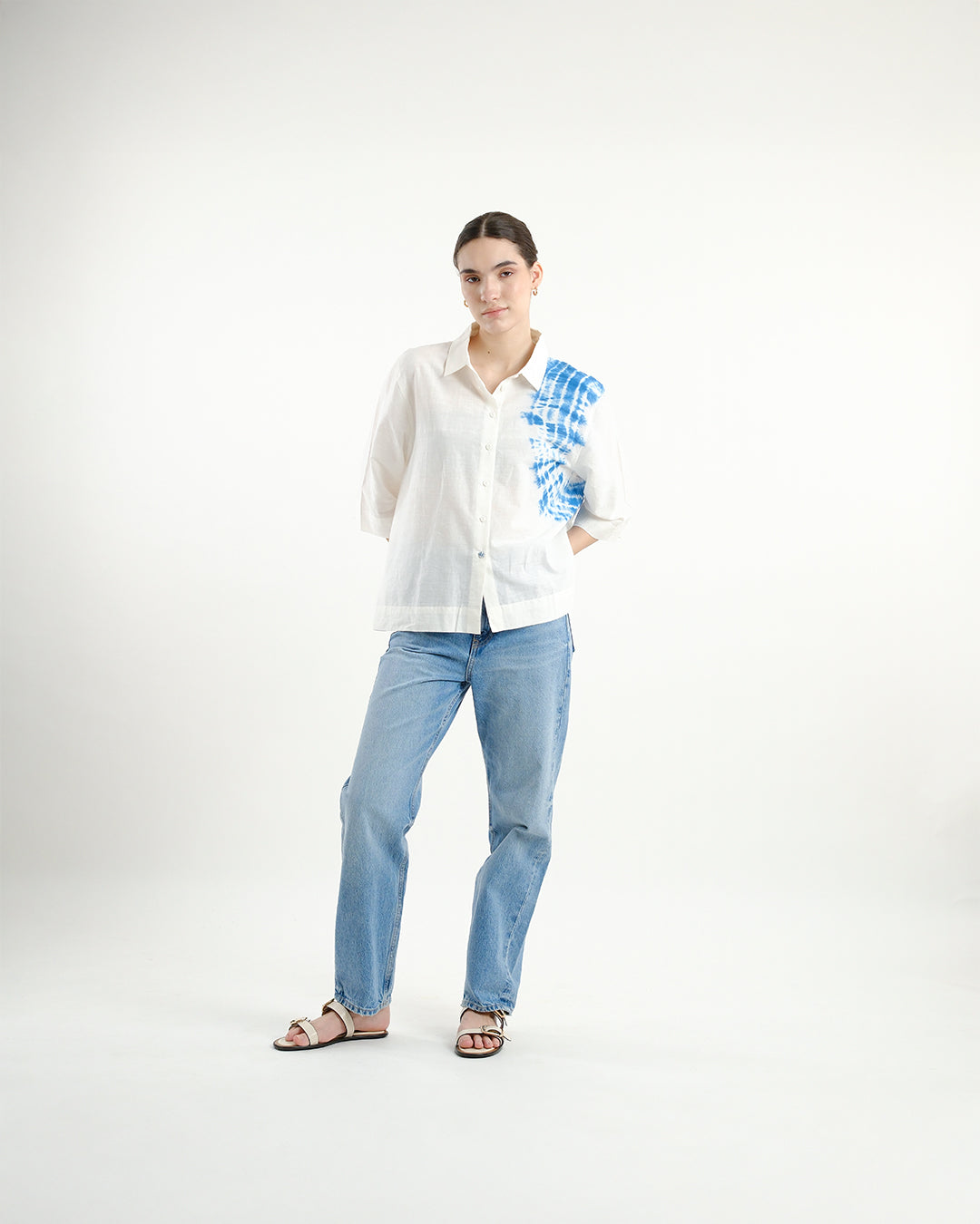 Chakra Blue Tie & Dye Handloom Cotton Shirt