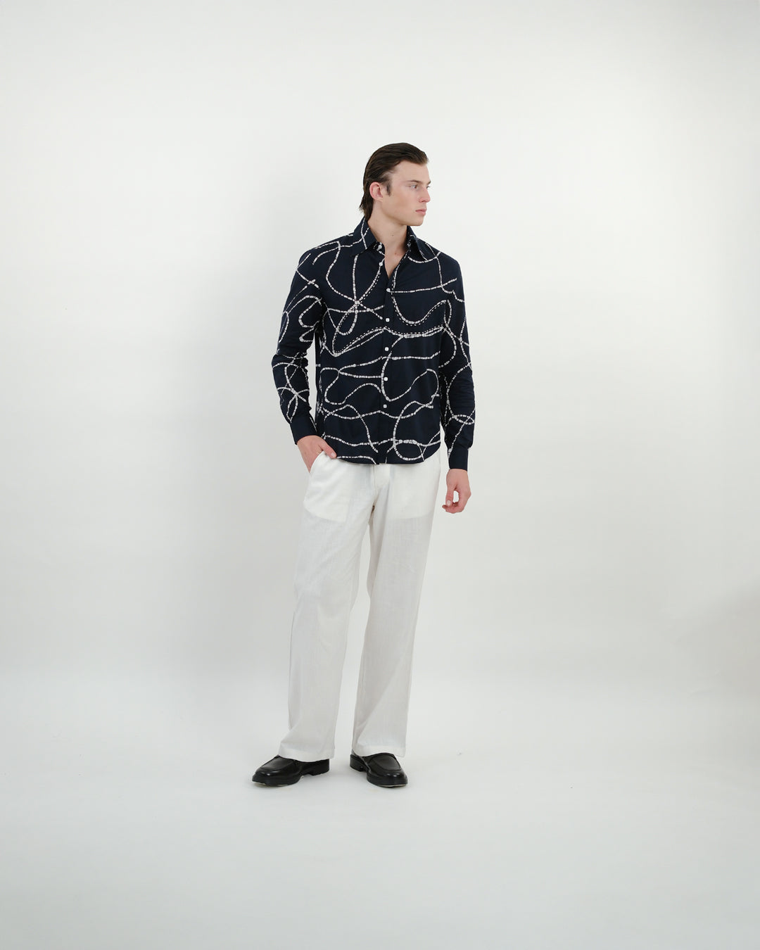 Midnight Looped Batik Long Sleeve Shirt