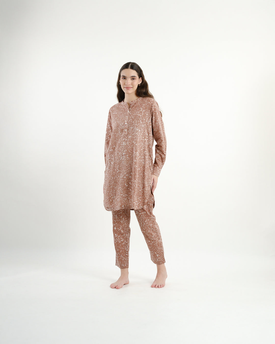 Dust Mauve Stipples Batik Co-ord Set
