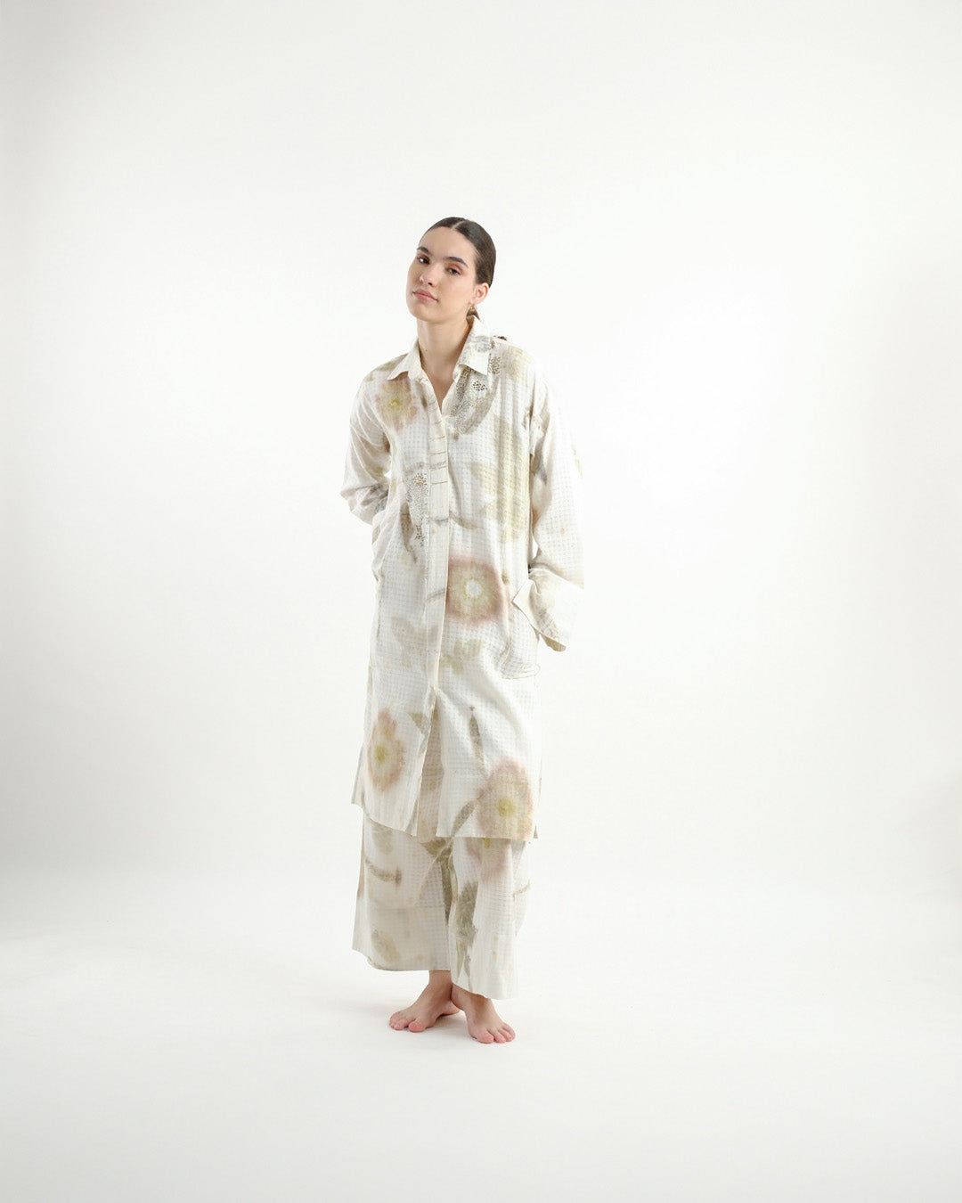Botanical Print Hand Embroidered Co-ord Set