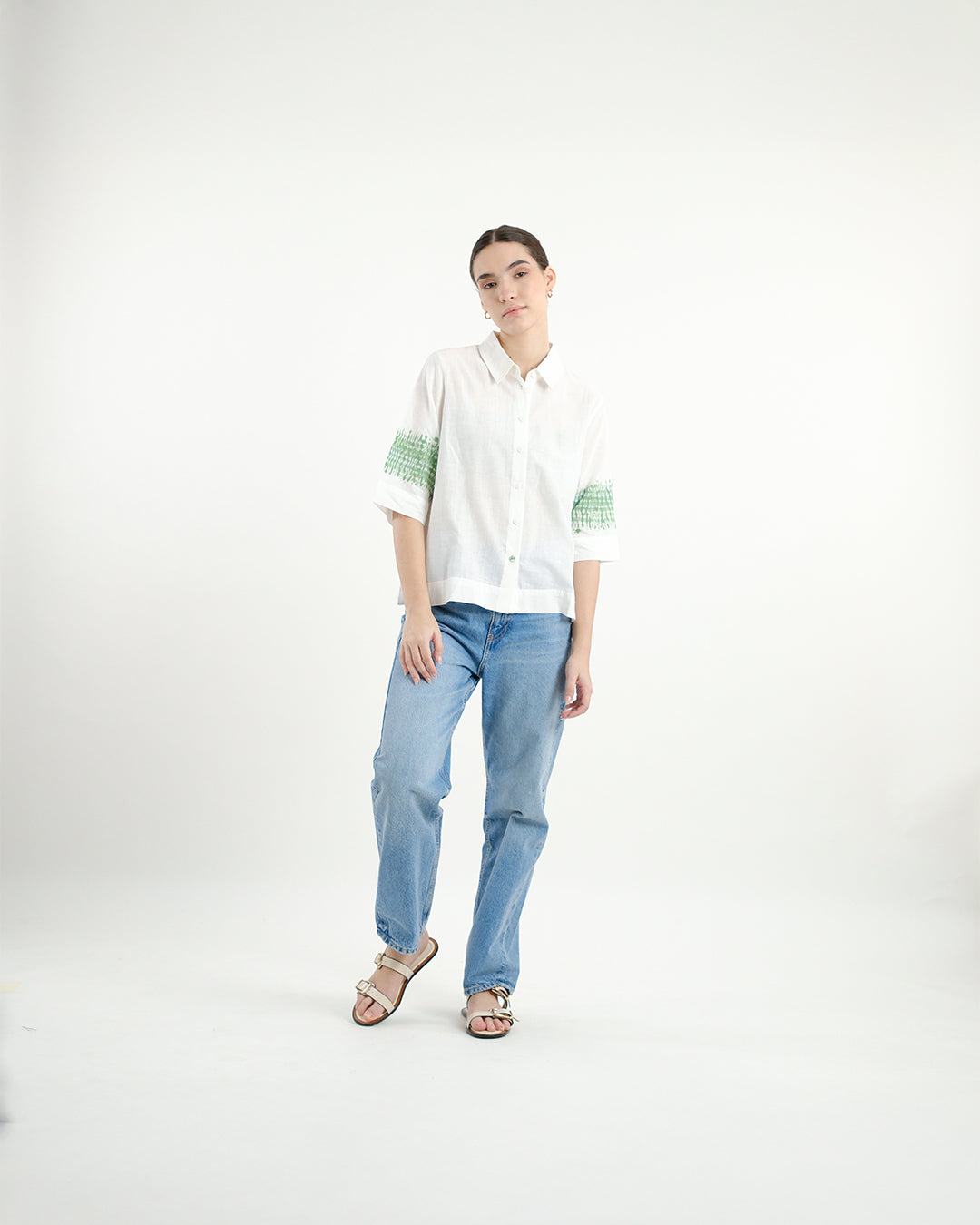Parna Green Shibori Handloom Cotton Shirt