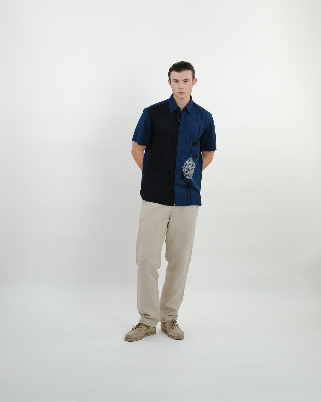 Black & Blue Ajrakh Short Sleeve Shirt