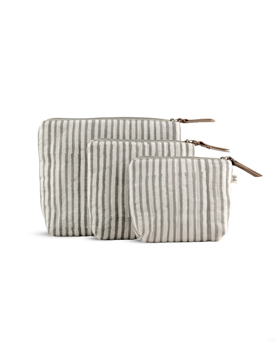 Set of 3 - Silver Shadow Stripes Toiletry Pouches
