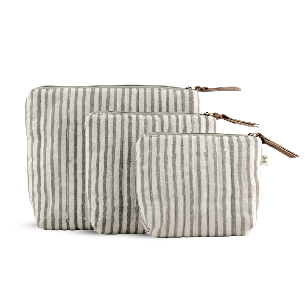 Toiletry Pouch - Silver Shadows Stripes <br> (Set of 3)