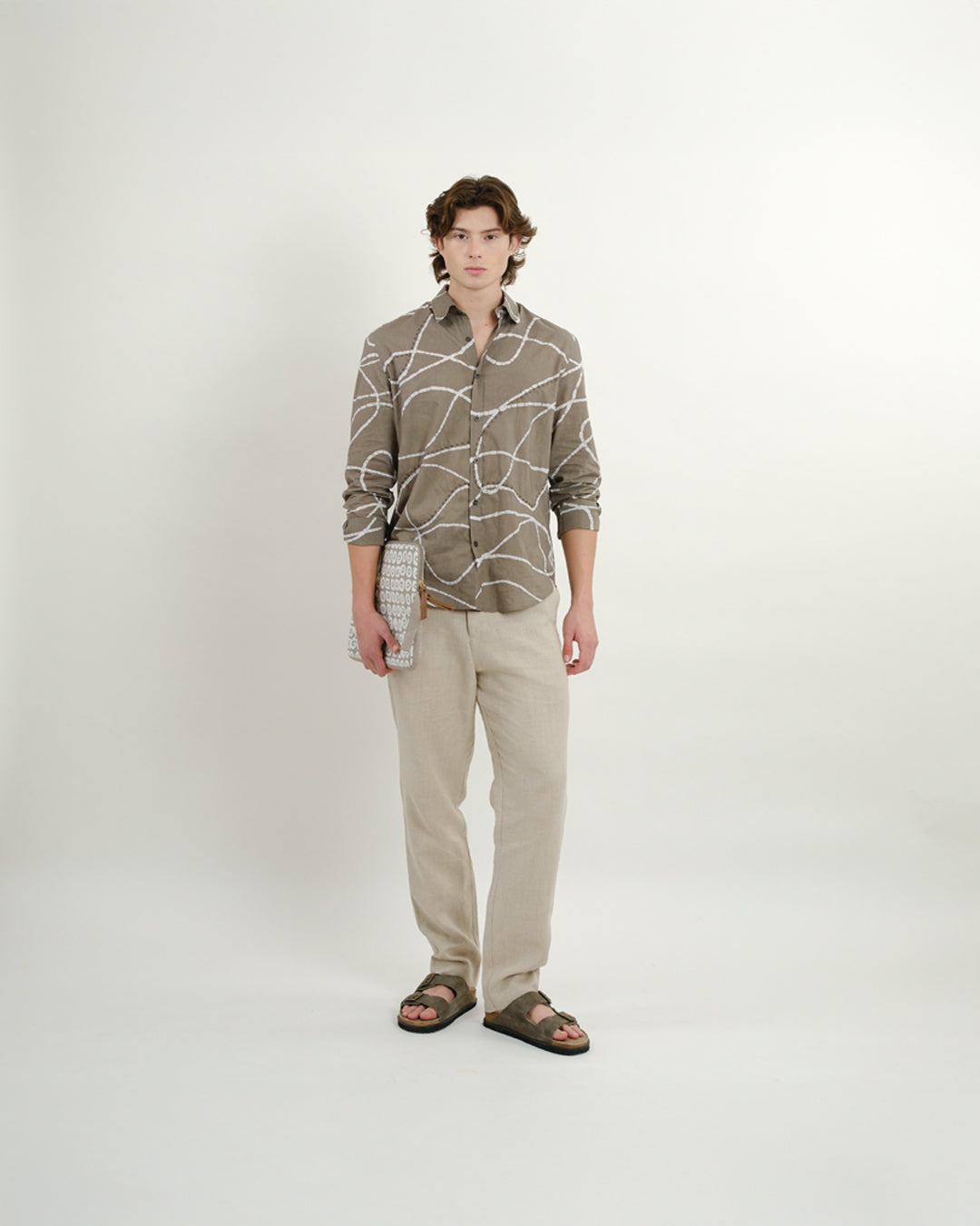 Earth Brown Looped Batik Long Sleeve Shirt