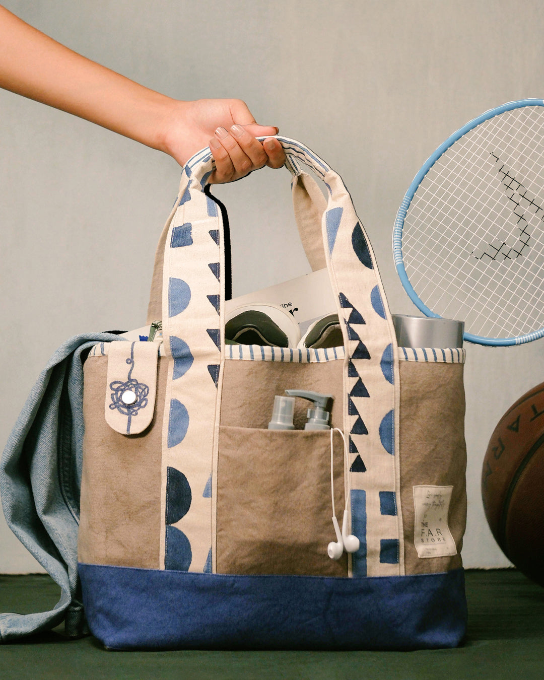 Grey & Blue Zentangle - Tote