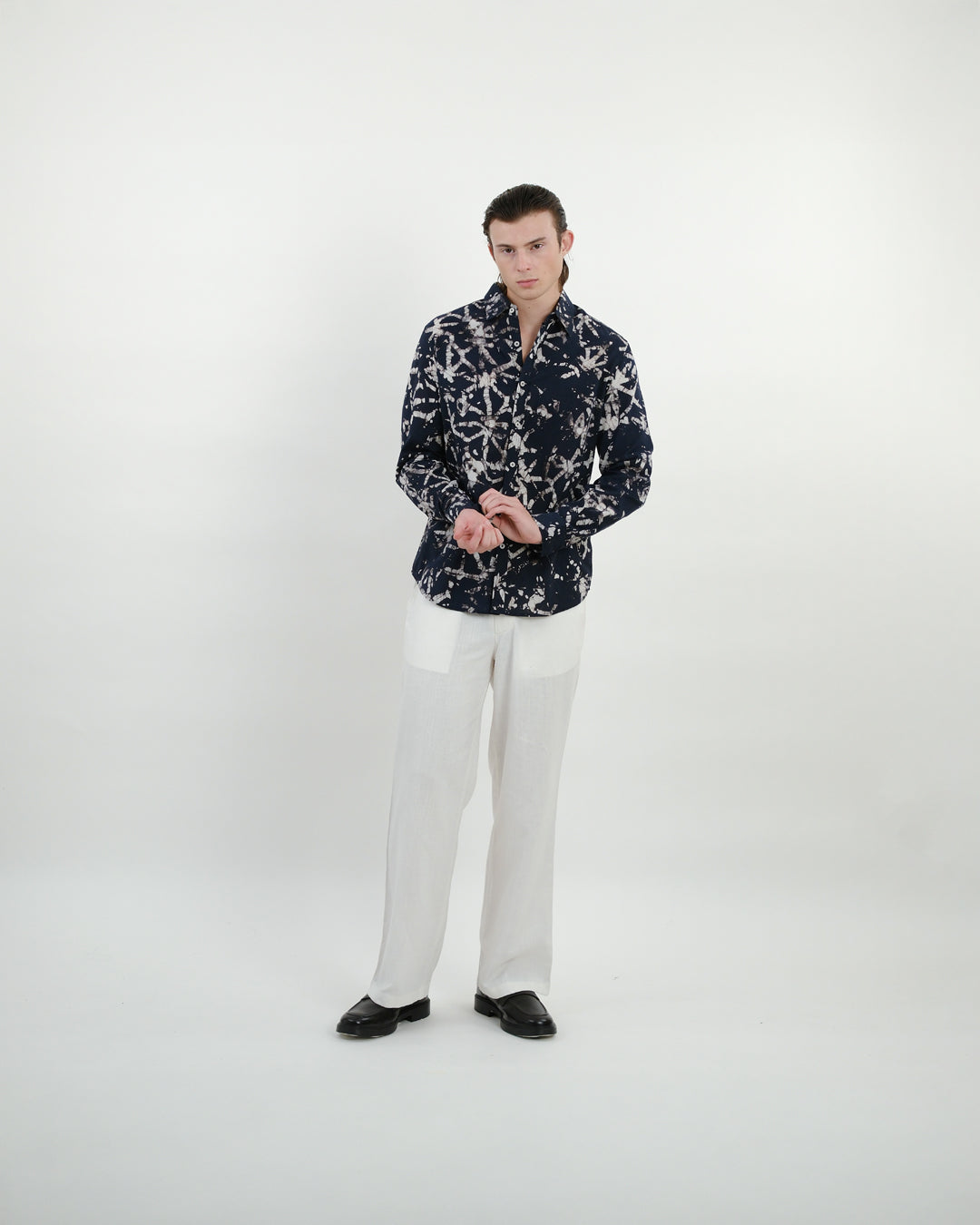 Broken Angles Black Batik Long Sleeve Shirt