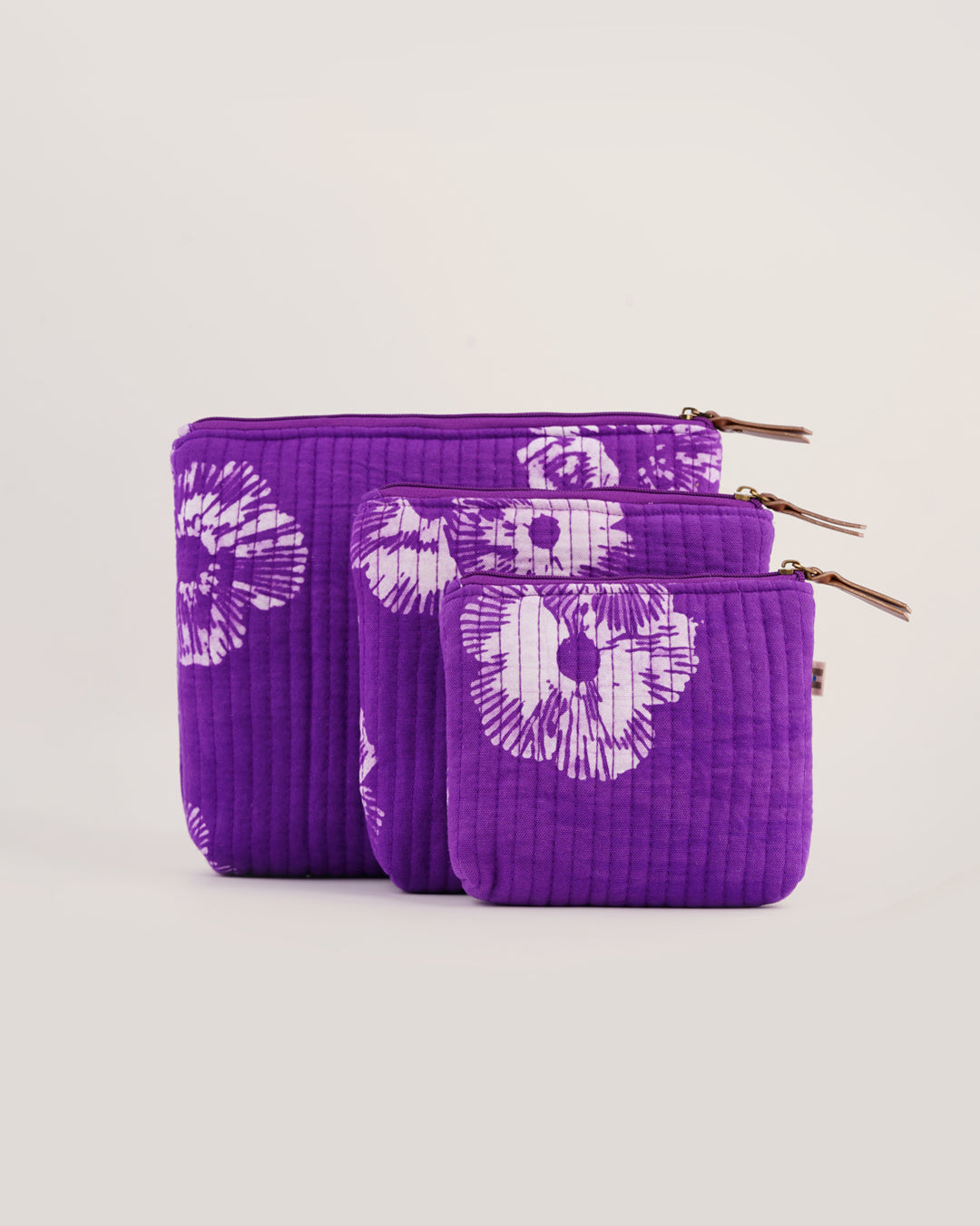 Set of 3 - Purple Floral Toiletry Pouch