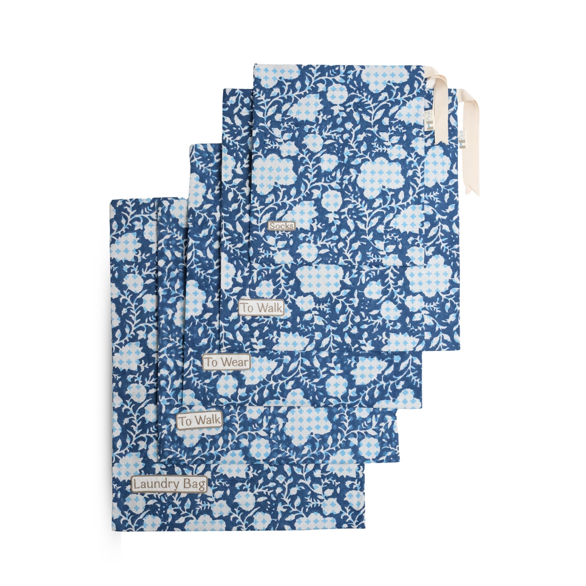 Set of 5 - Botanical Bliss Blue Travel Organiser