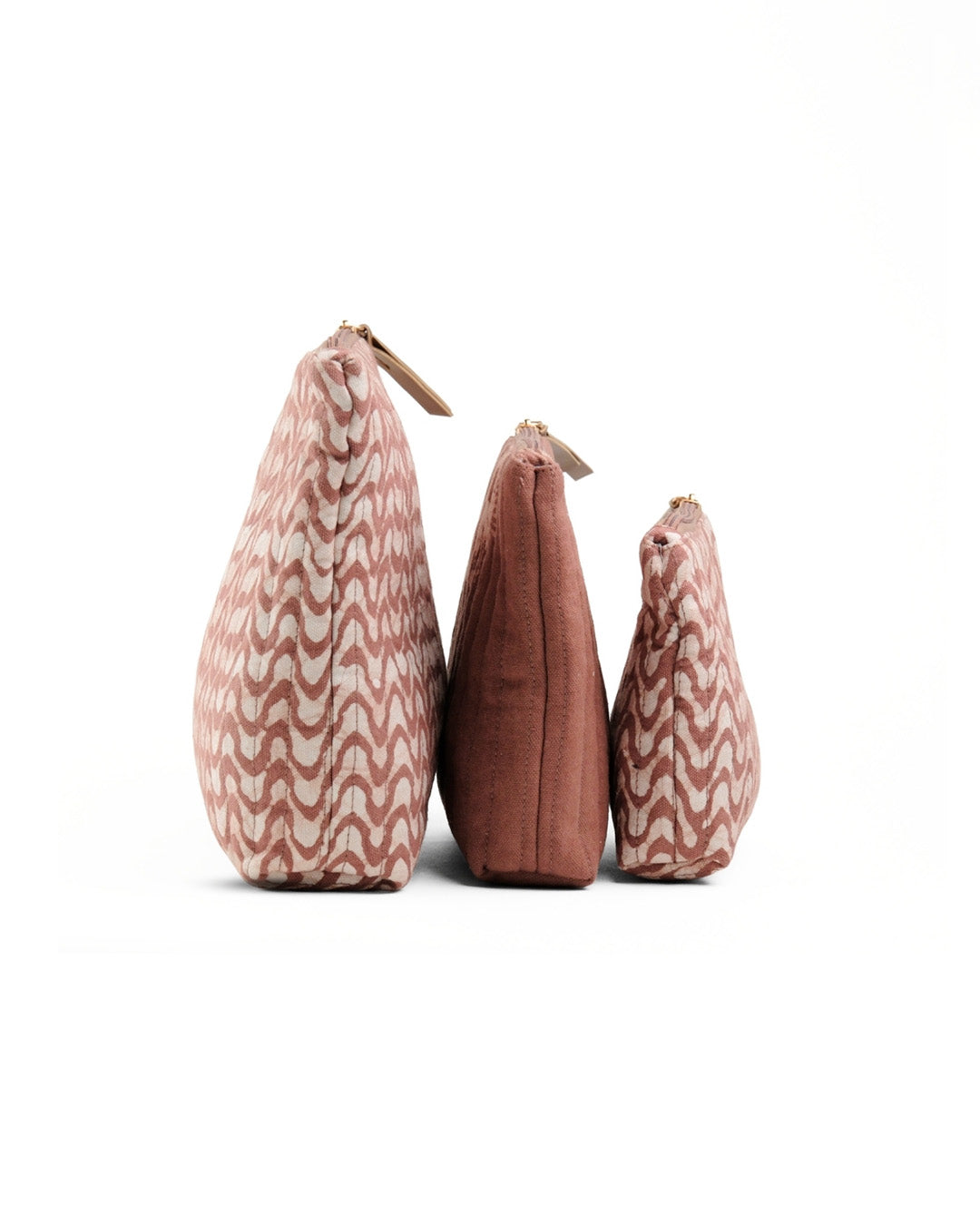 Set of 3 - Mocha Mousse Waves Toiletry Pouches