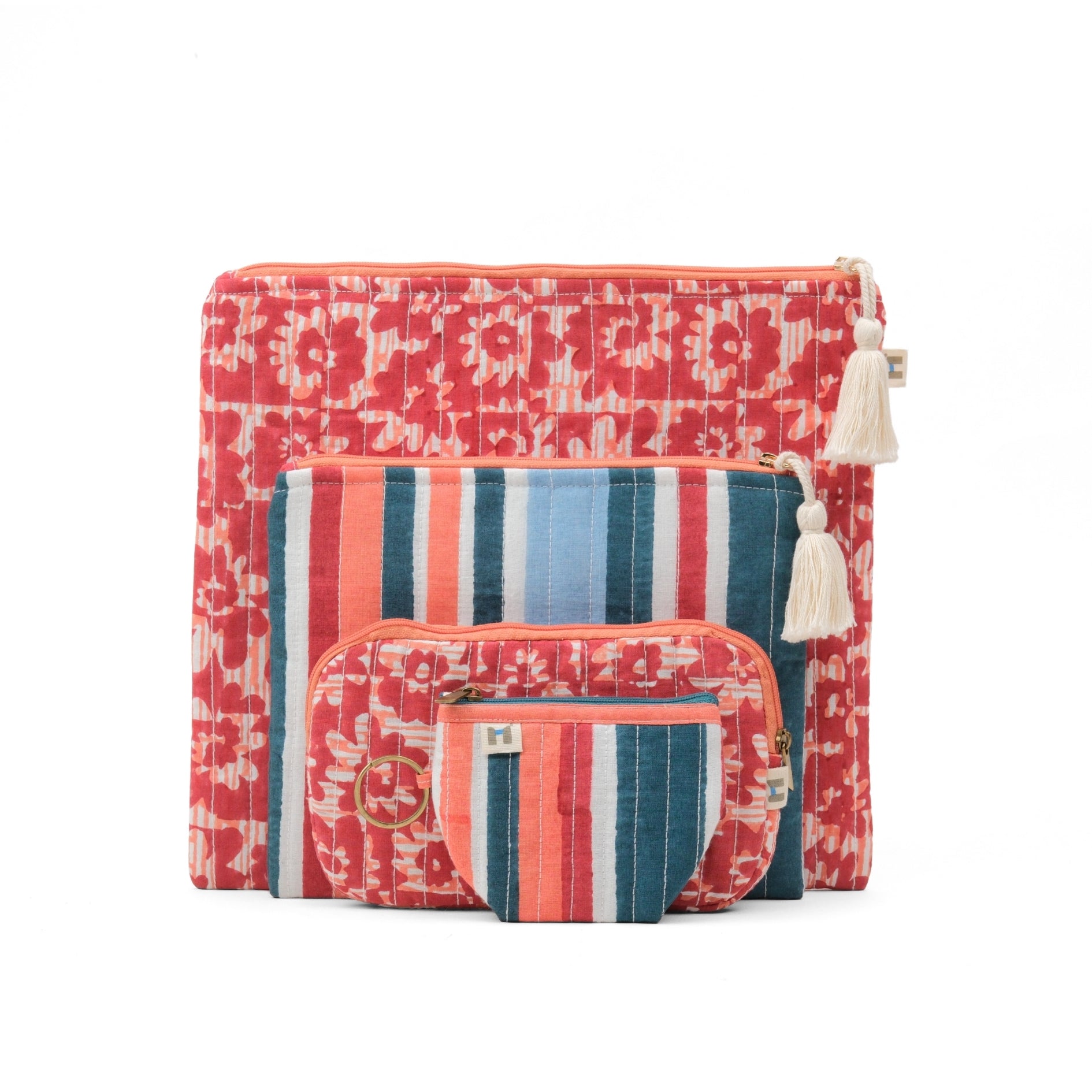 Flat Pouch - Floret Red Blue <br> (Set of 4)