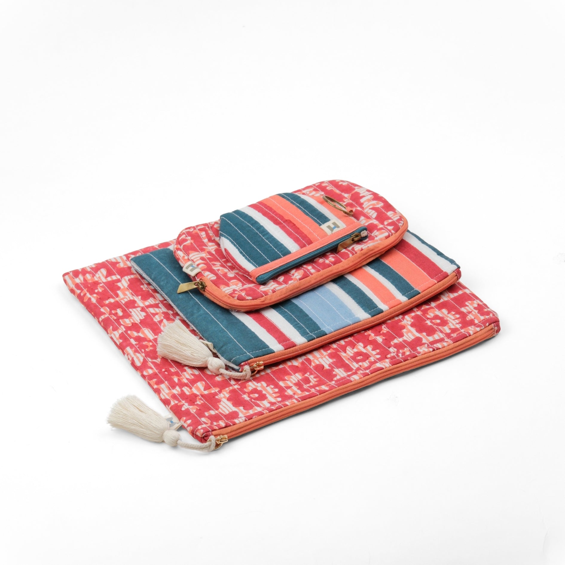 Flat Pouch - Floret Red Blue <br> (Set of 4)