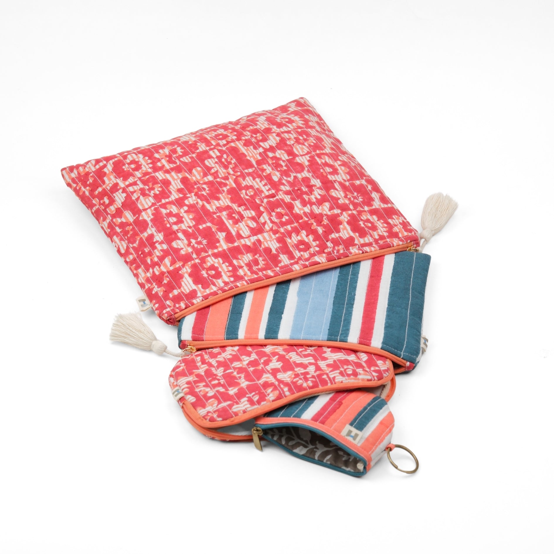 Flat Pouch - Floret Red Blue <br> (Set of 4)