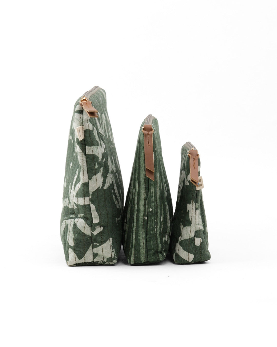 Set of 3 - Olive Abstract Toiletry Pouch