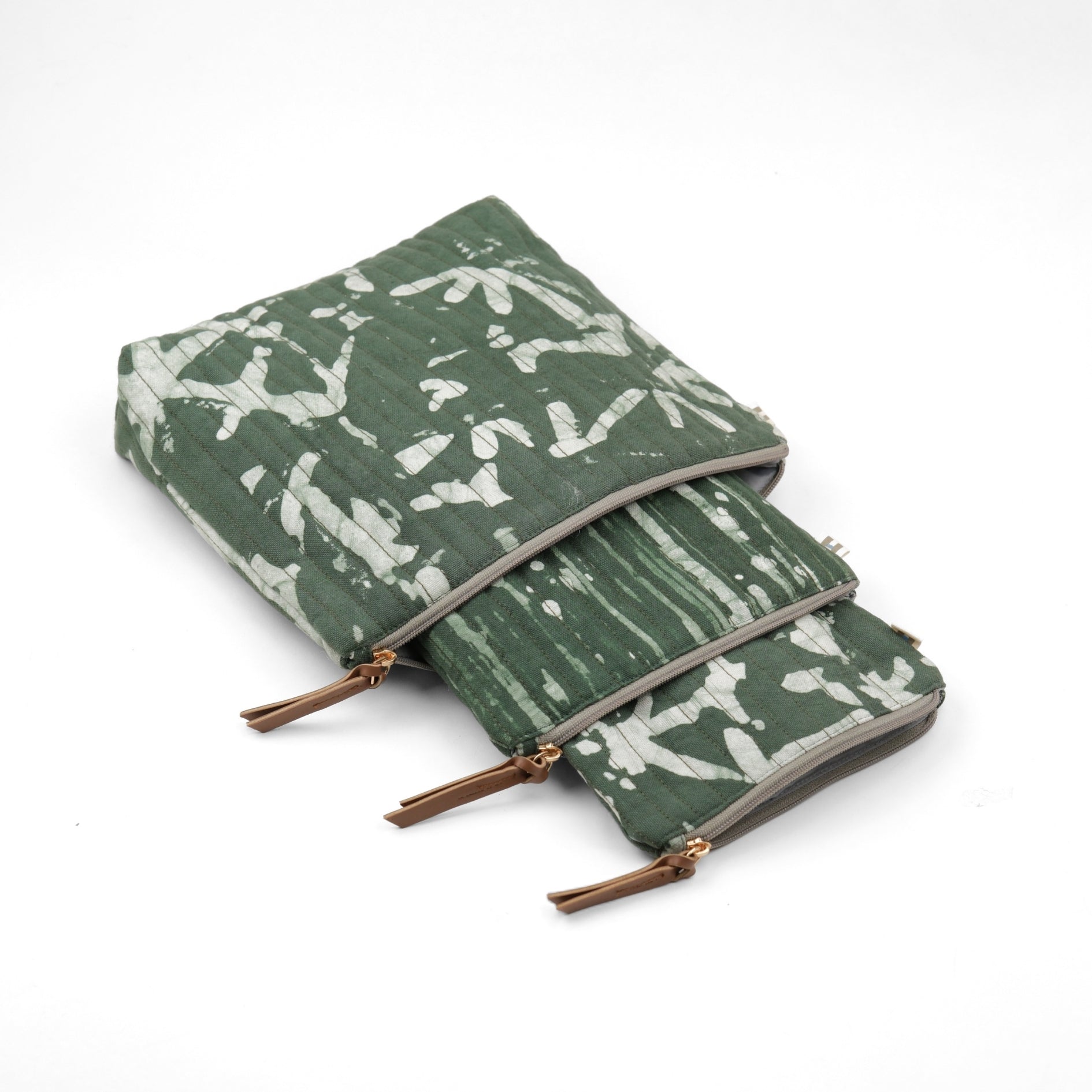 Toiletry Pouch - Olive Abstract (Set of 3)