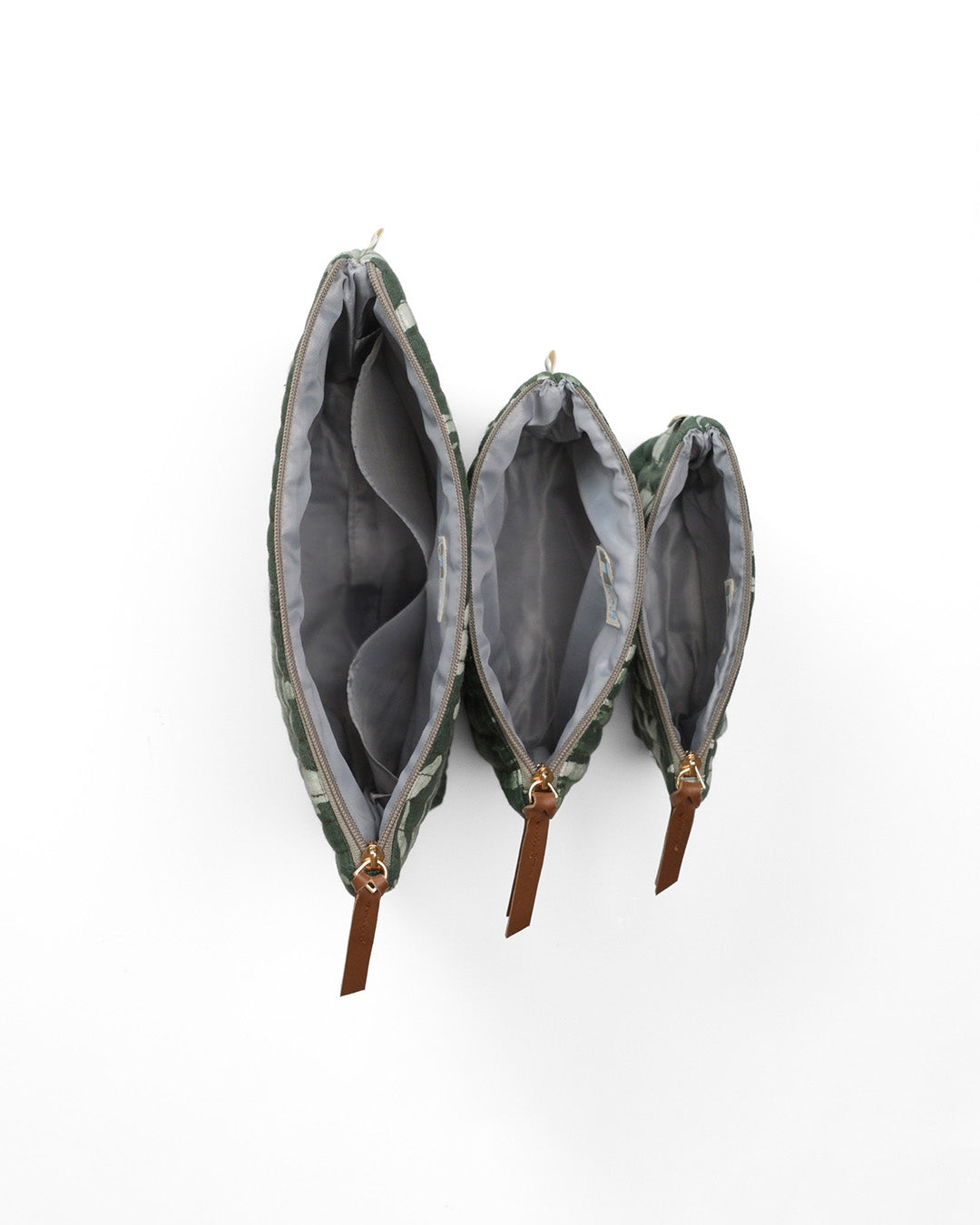 Set of 3 - Olive Abstract Toiletry Pouch