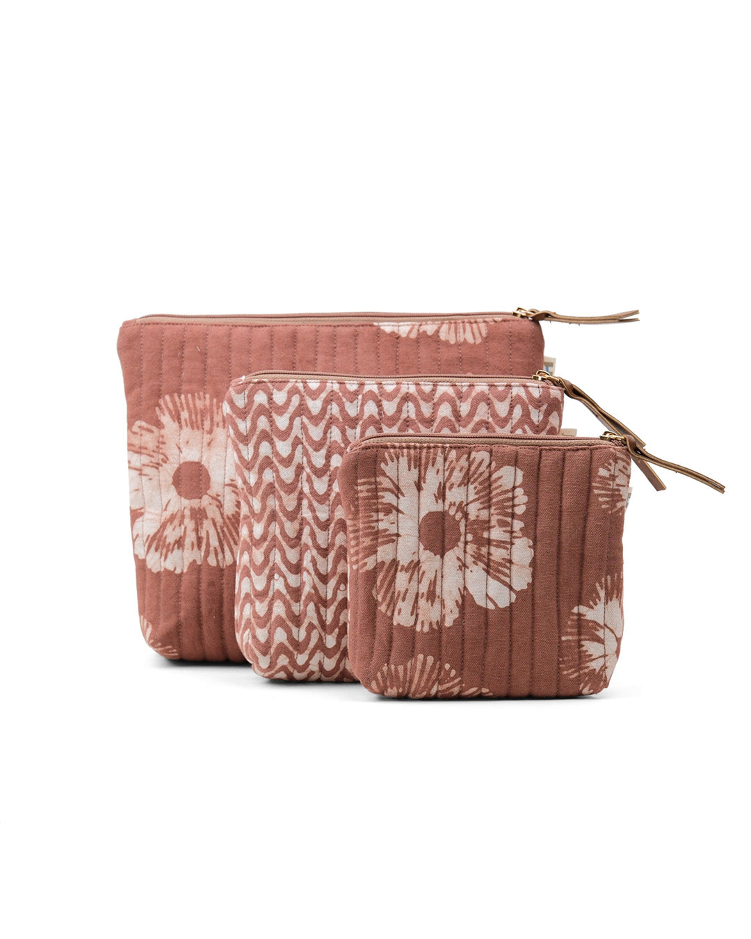 Set of 3 - Mocha Mousse Floral Toiletry Pouch