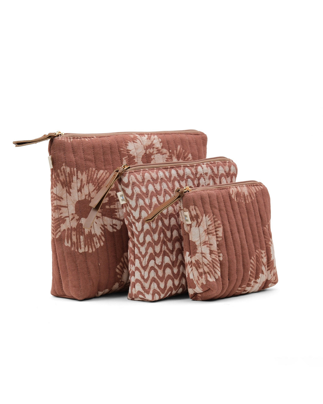 Set of 3 - Mocha Mousse Floral Toiletry Pouch