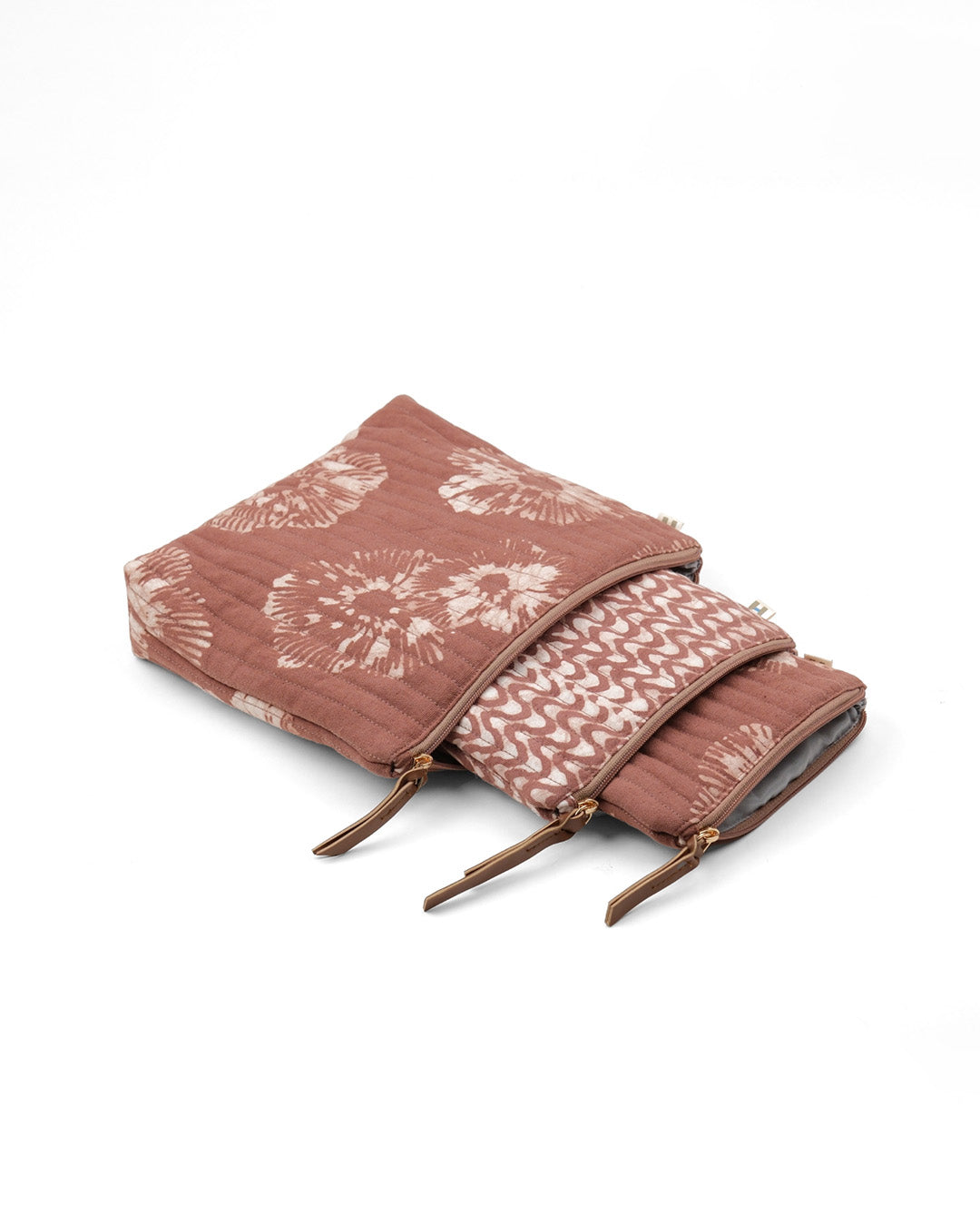 Set of 3 - Mocha Mousse Floral Toiletry Pouch