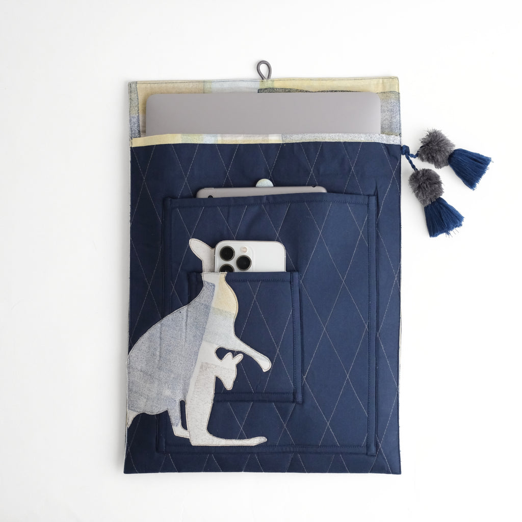 Gond Laptop Sleeve - Kangaroo <br> (Blue)