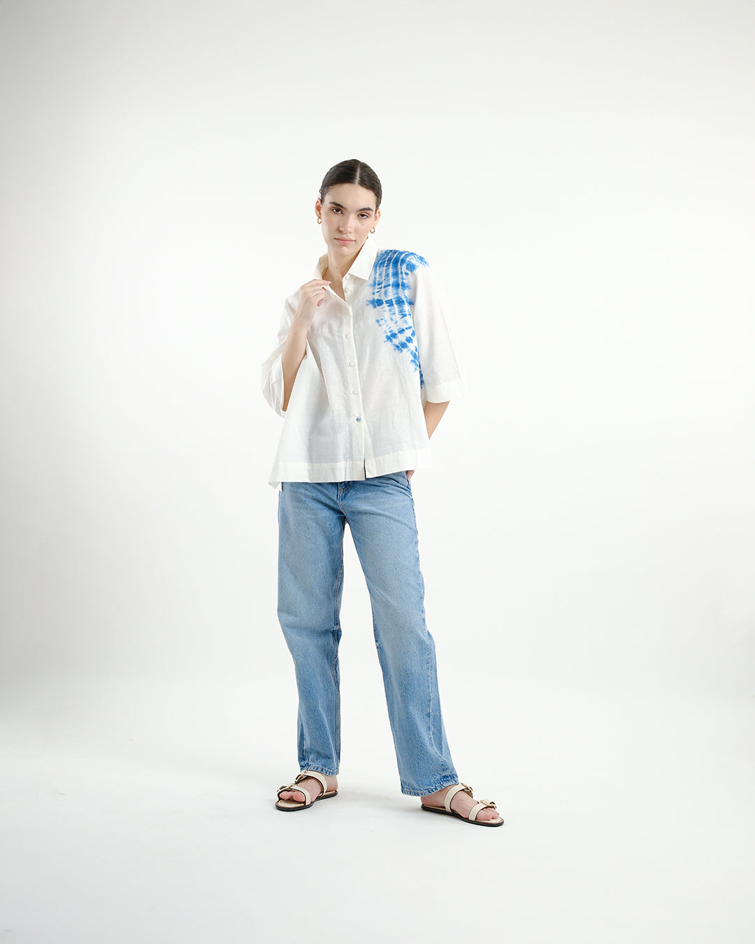 Chakra Blue Tie & Dye Handloom Cotton Shirt