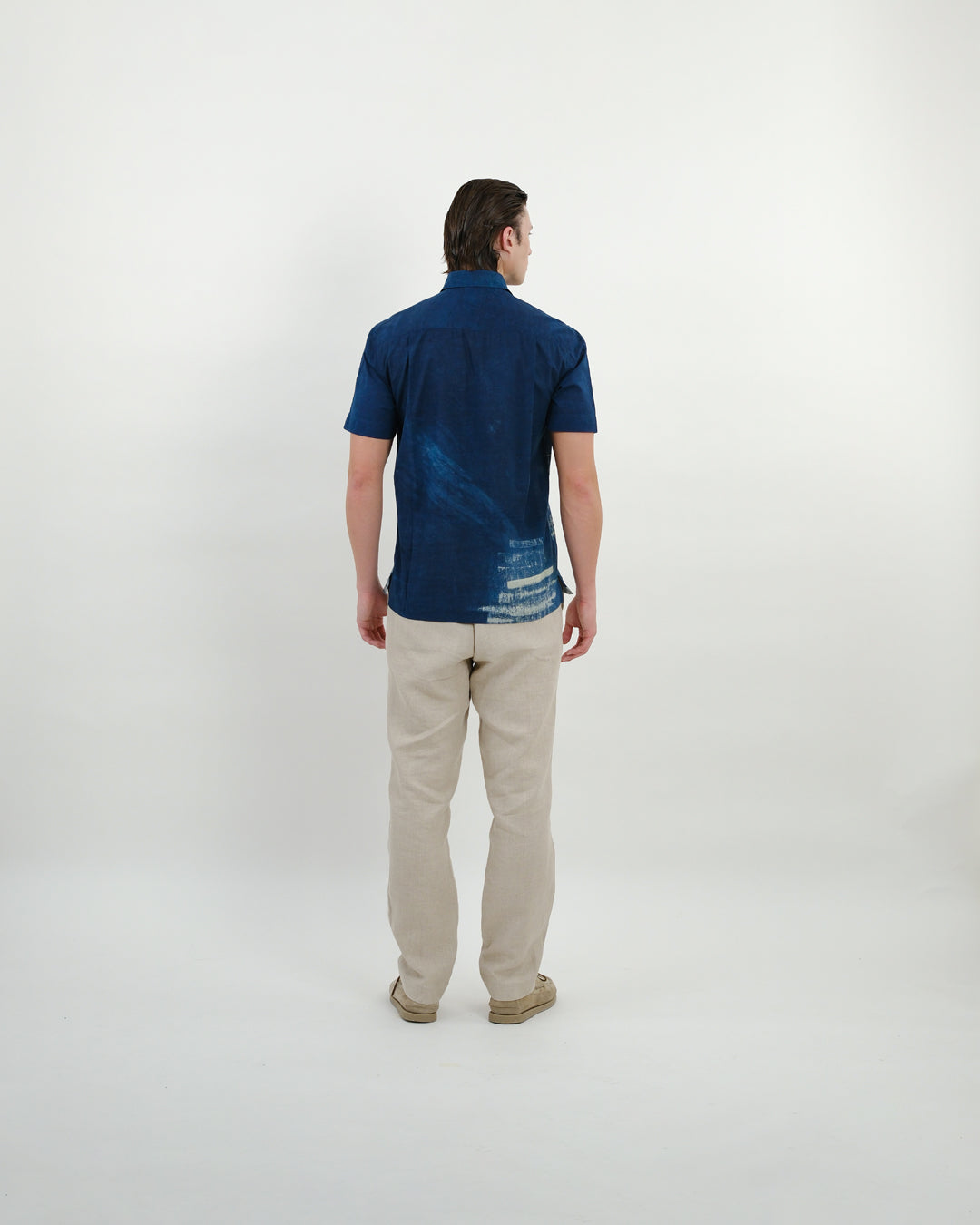 Water Indigo Ajrakh Short Sleeve Shirt