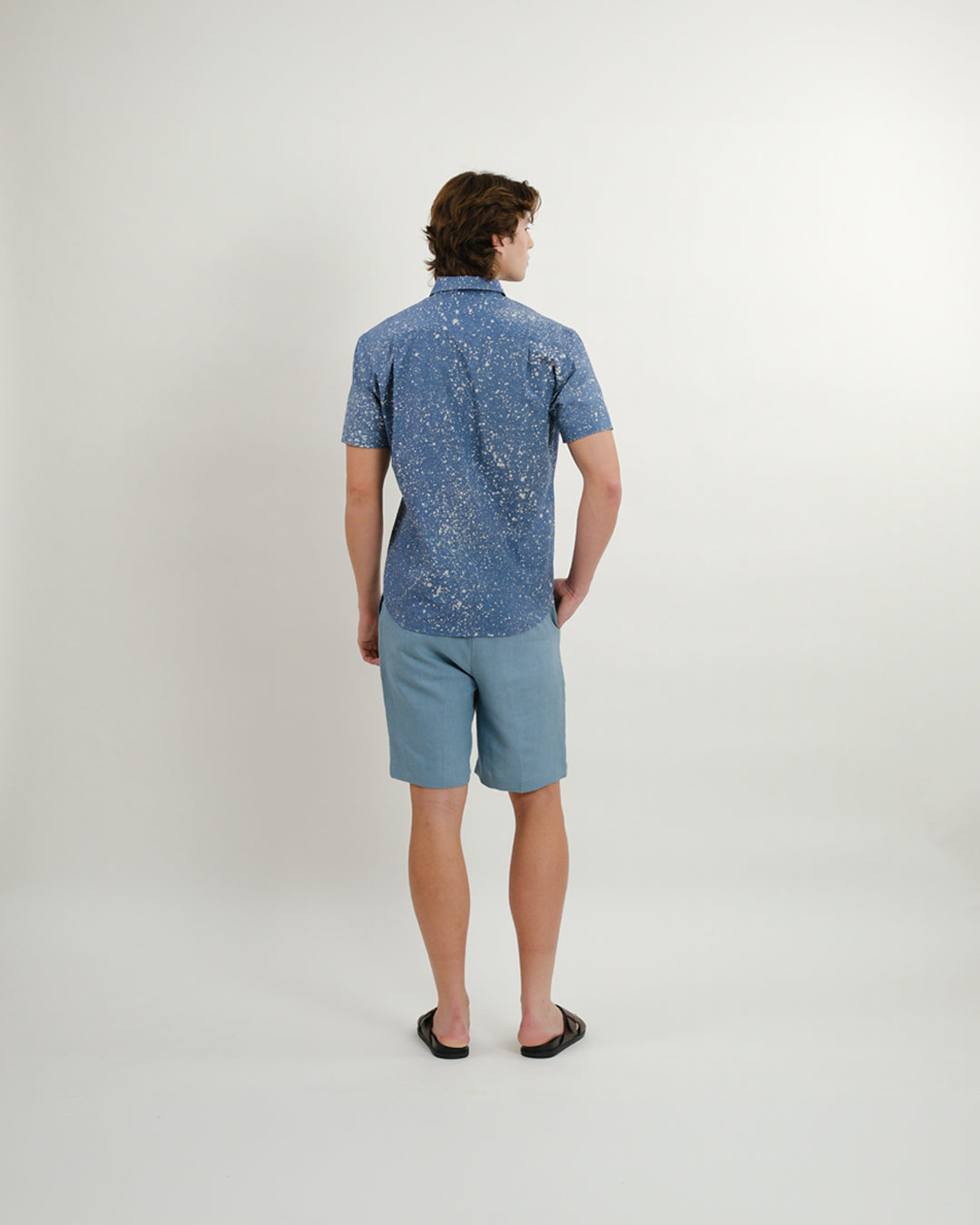 Cool Blue Stipples Batik Short Sleeve Shirt
