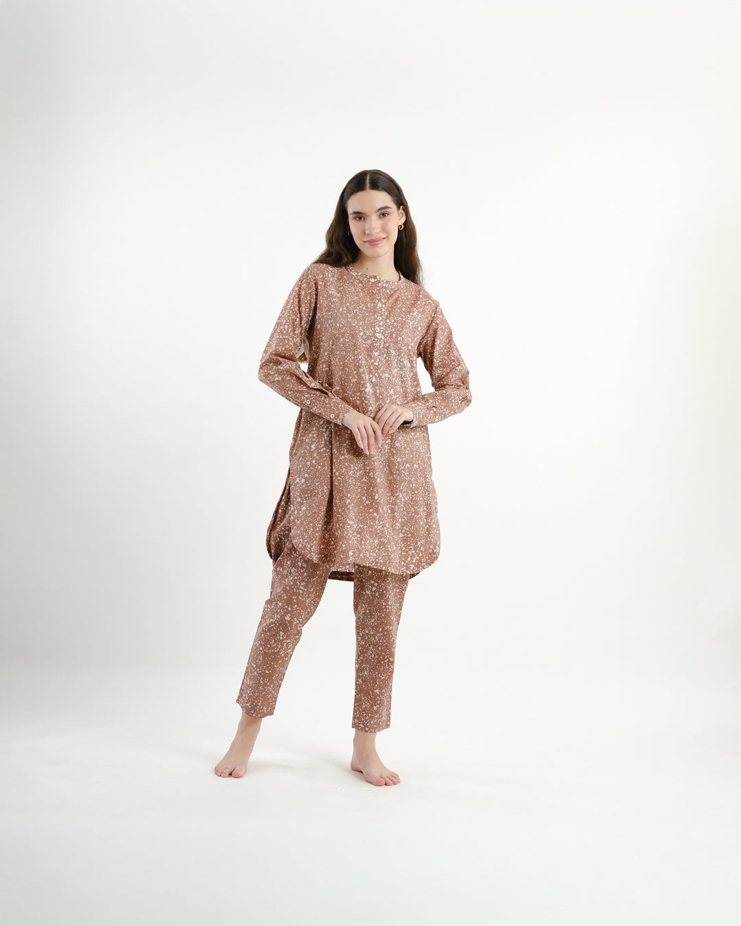 Dust Mauve Stipples Batik Co-ord Set