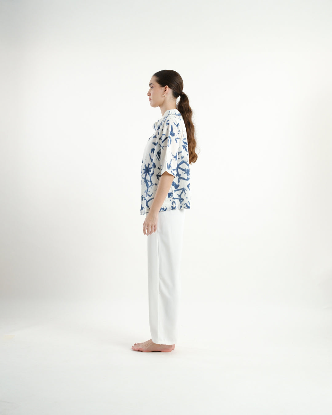 Broken Angles Block Print Turtleneck Top