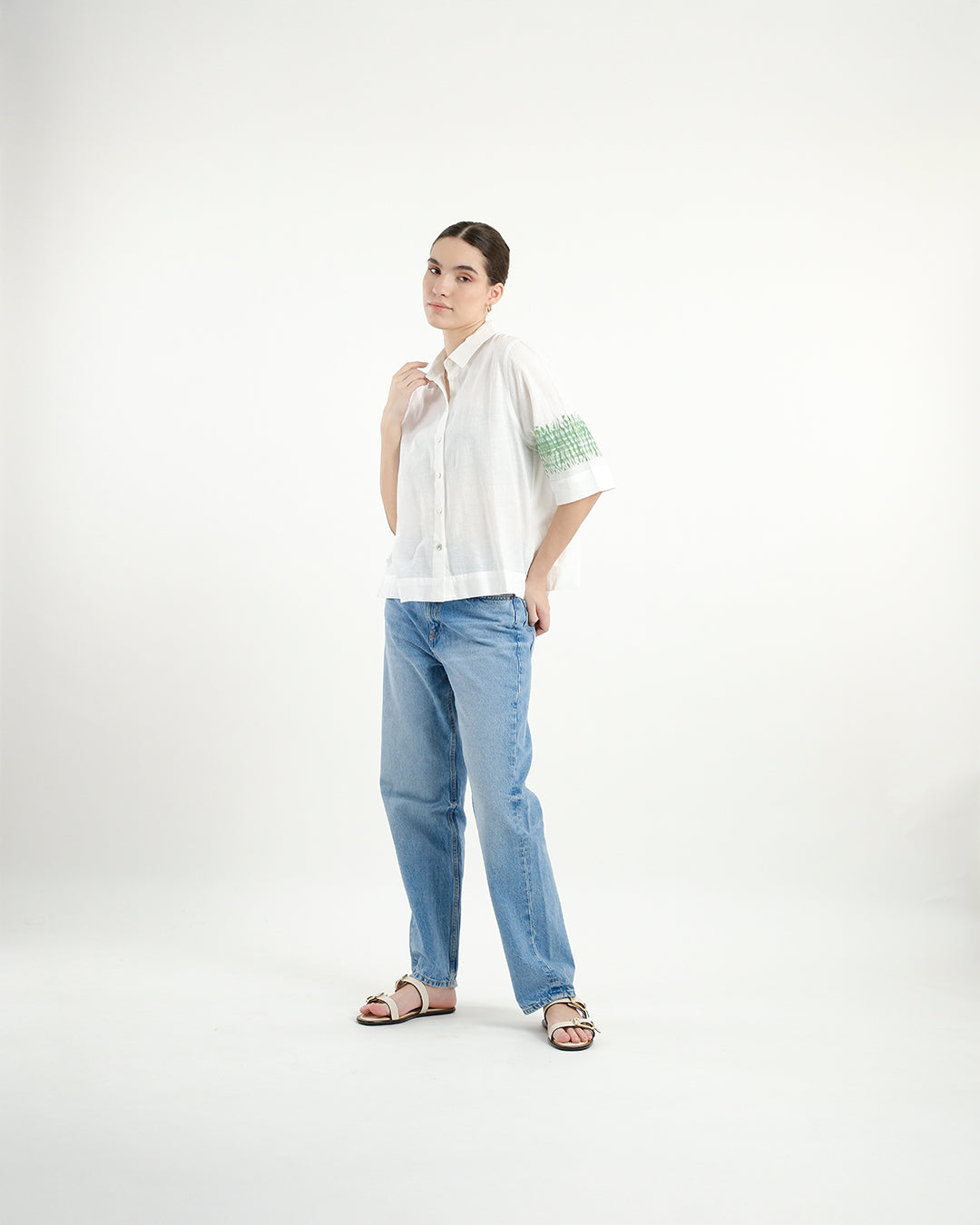 Parna Green Shibori Handloom Cotton Shirt