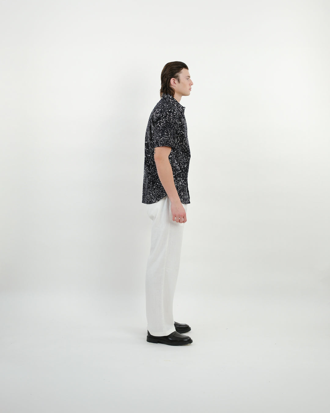 Black Stipples Batik Short Sleeve Shirt