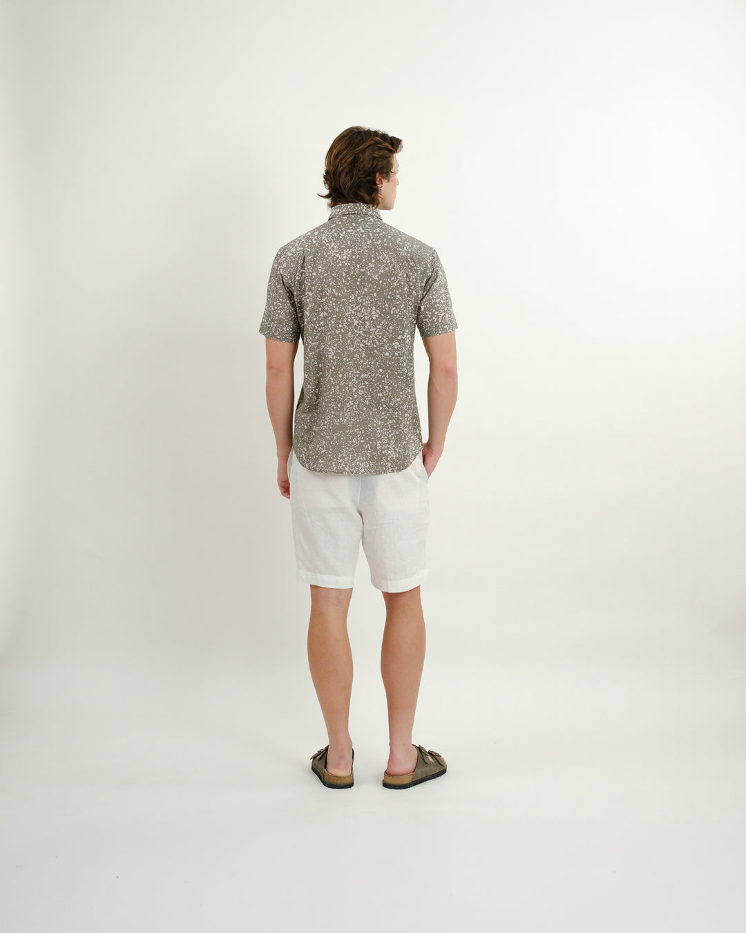 Cool Grey Stipples Batik Short Sleeve Shirt