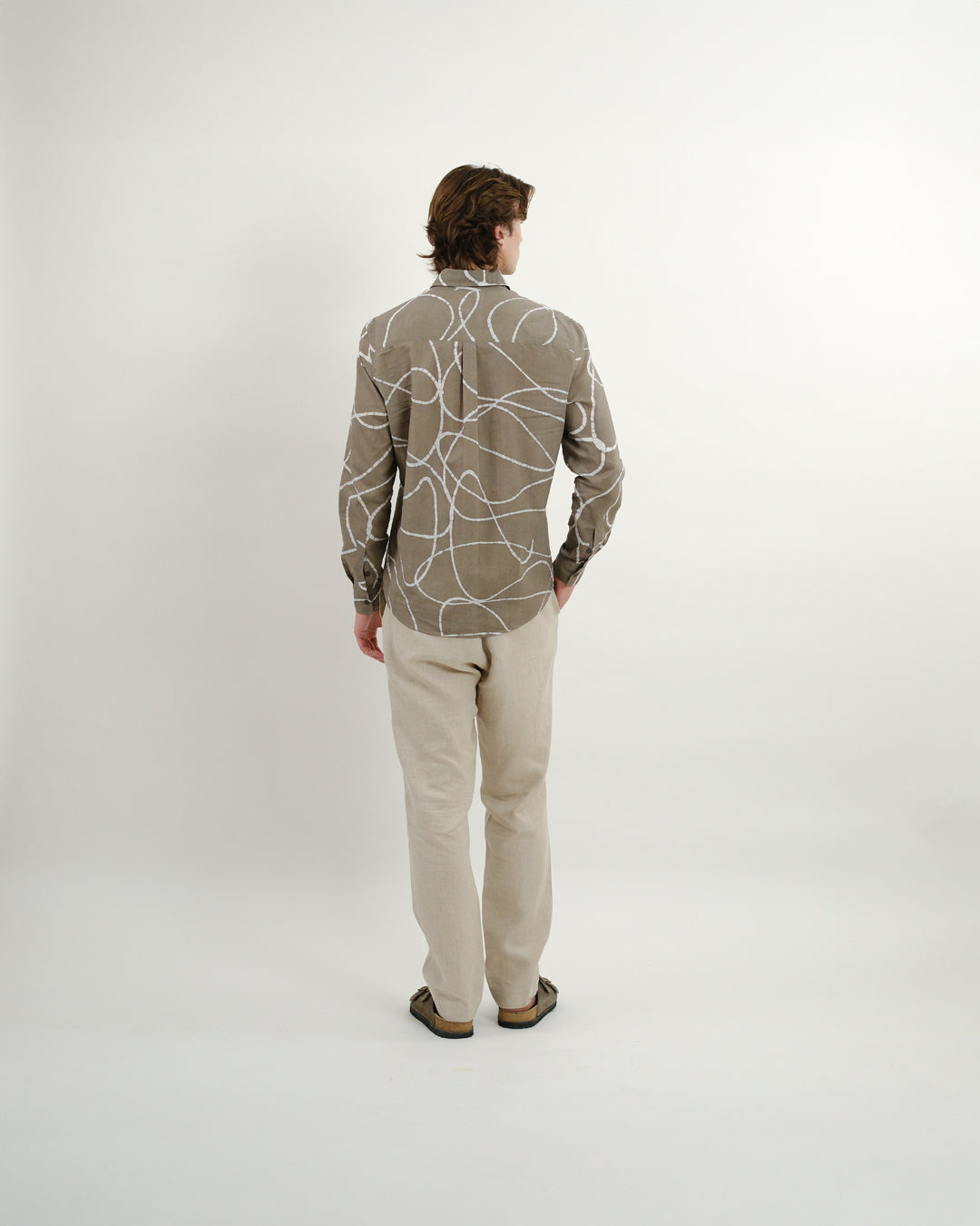 Earth Brown Looped Batik Long Sleeve Shirt