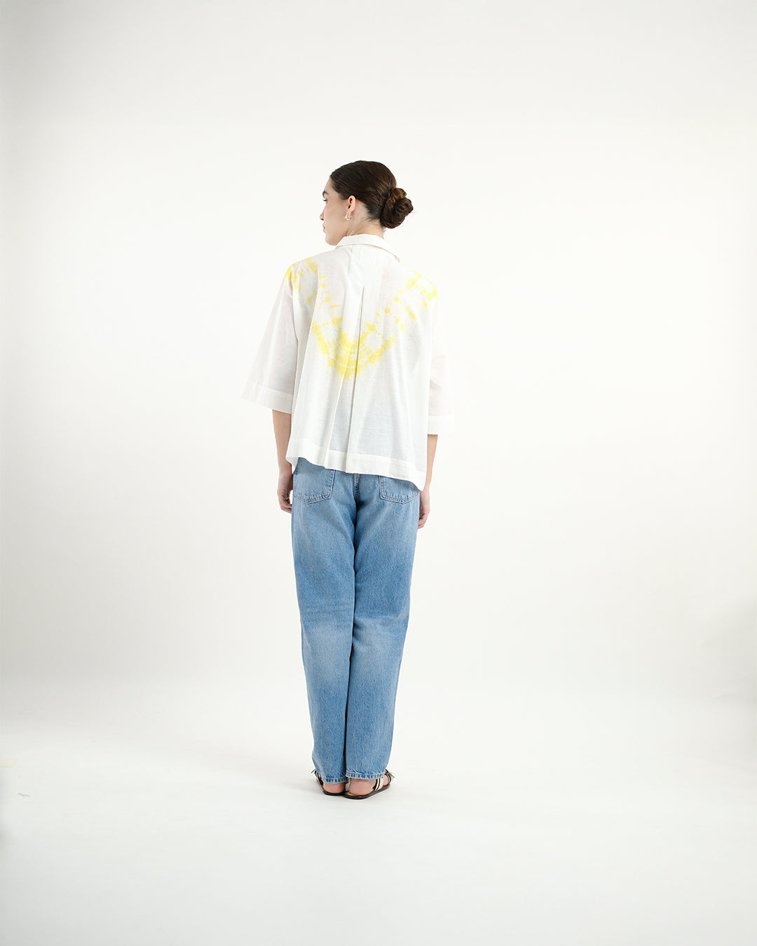 Sunflower Yellow Tie & Dye Handloom Cotton Shirt