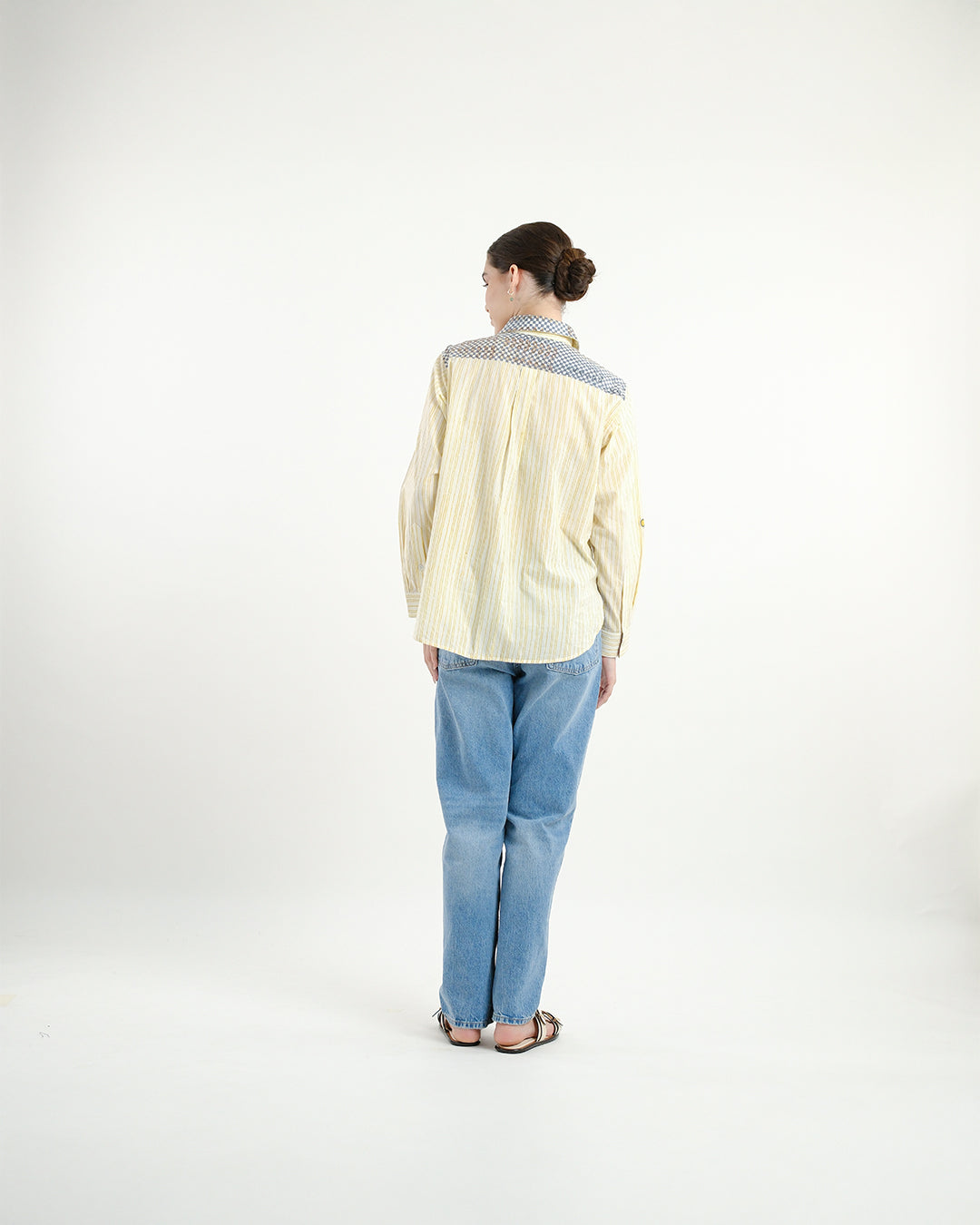 Multi-block Print Deer Embroidered Shirt