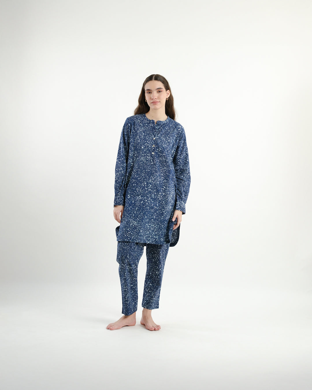 Midnight Blue Stipples Batik Co-ord Set