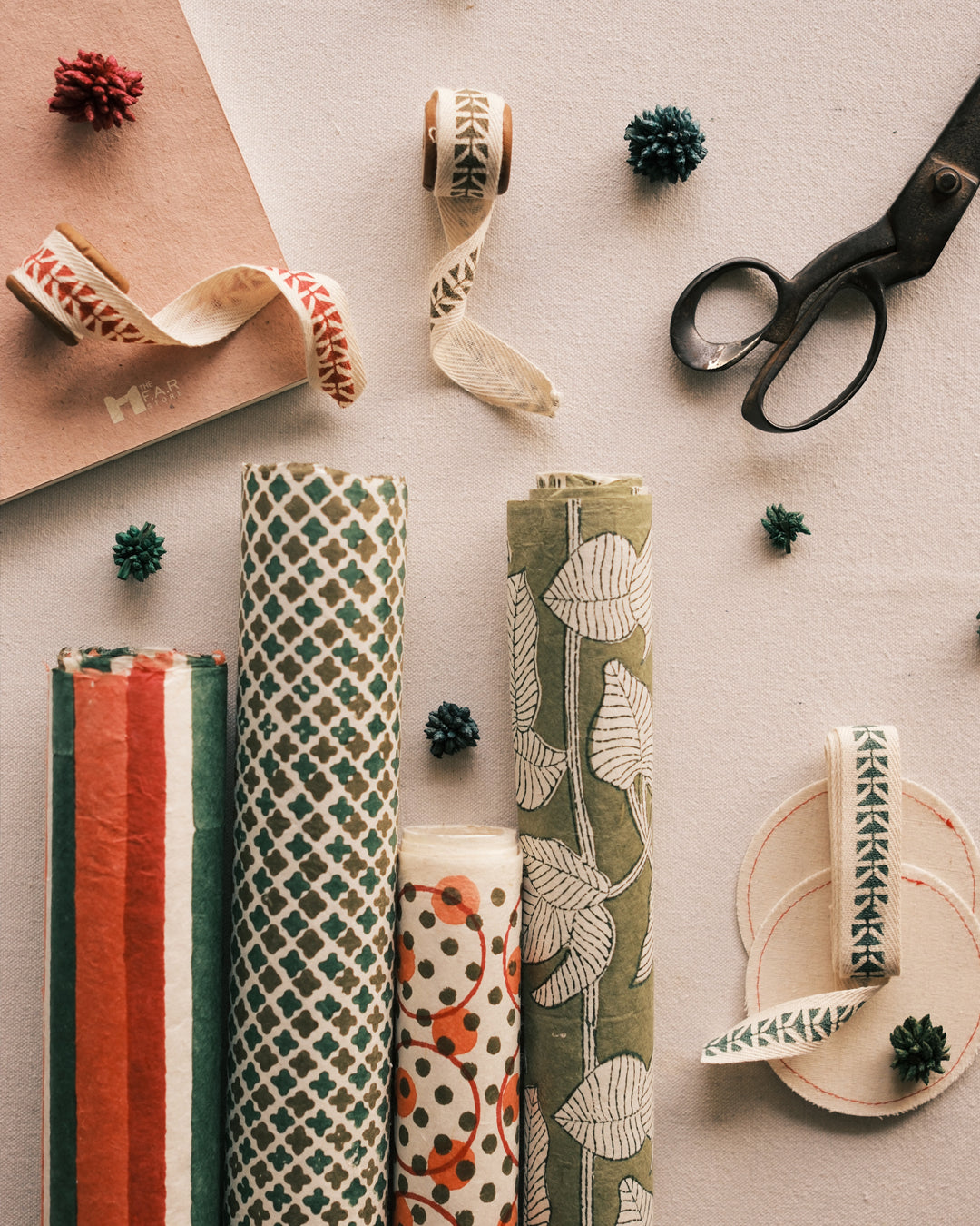 Set of 4 - The Unboxed Green Gift Wrapping Papers