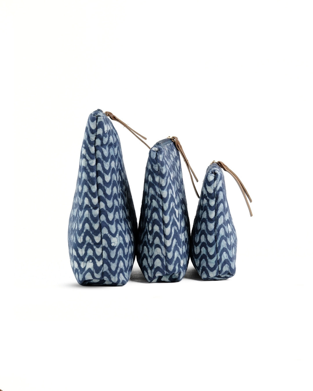 Set of 3 - Twilight Blue Waves Toiletry Pouches