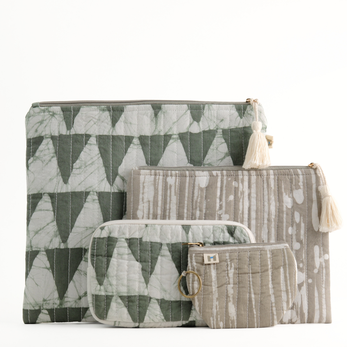 Toiletry Pouch - Geometric Green Grey (Set of 4)