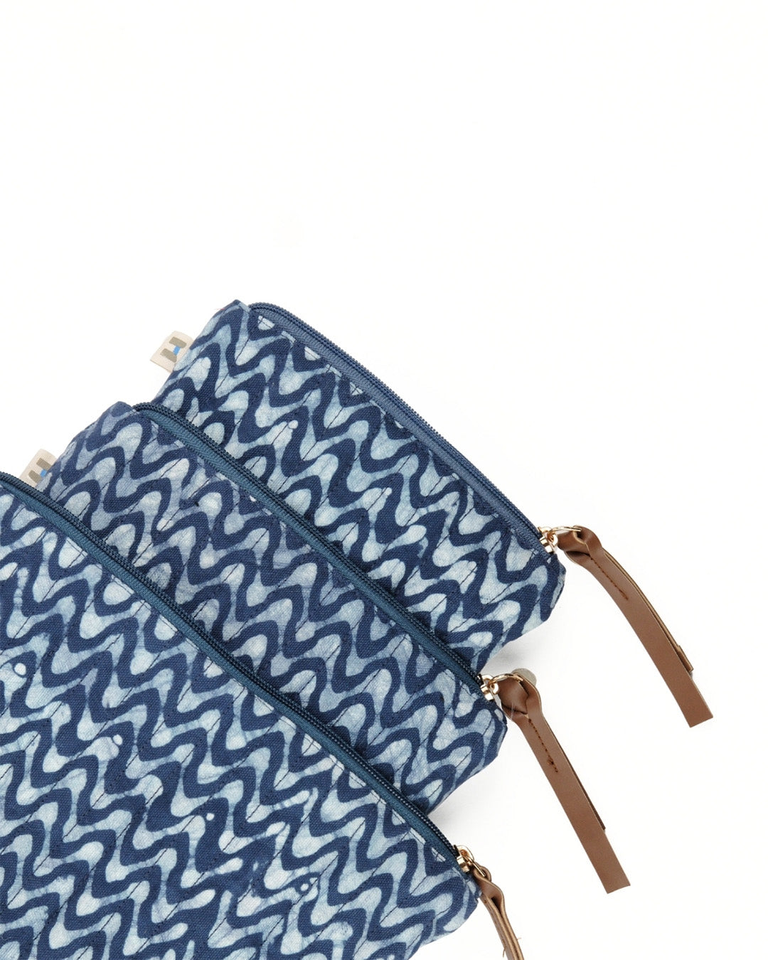 Set of 3 - Twilight Blue Waves Toiletry Pouches