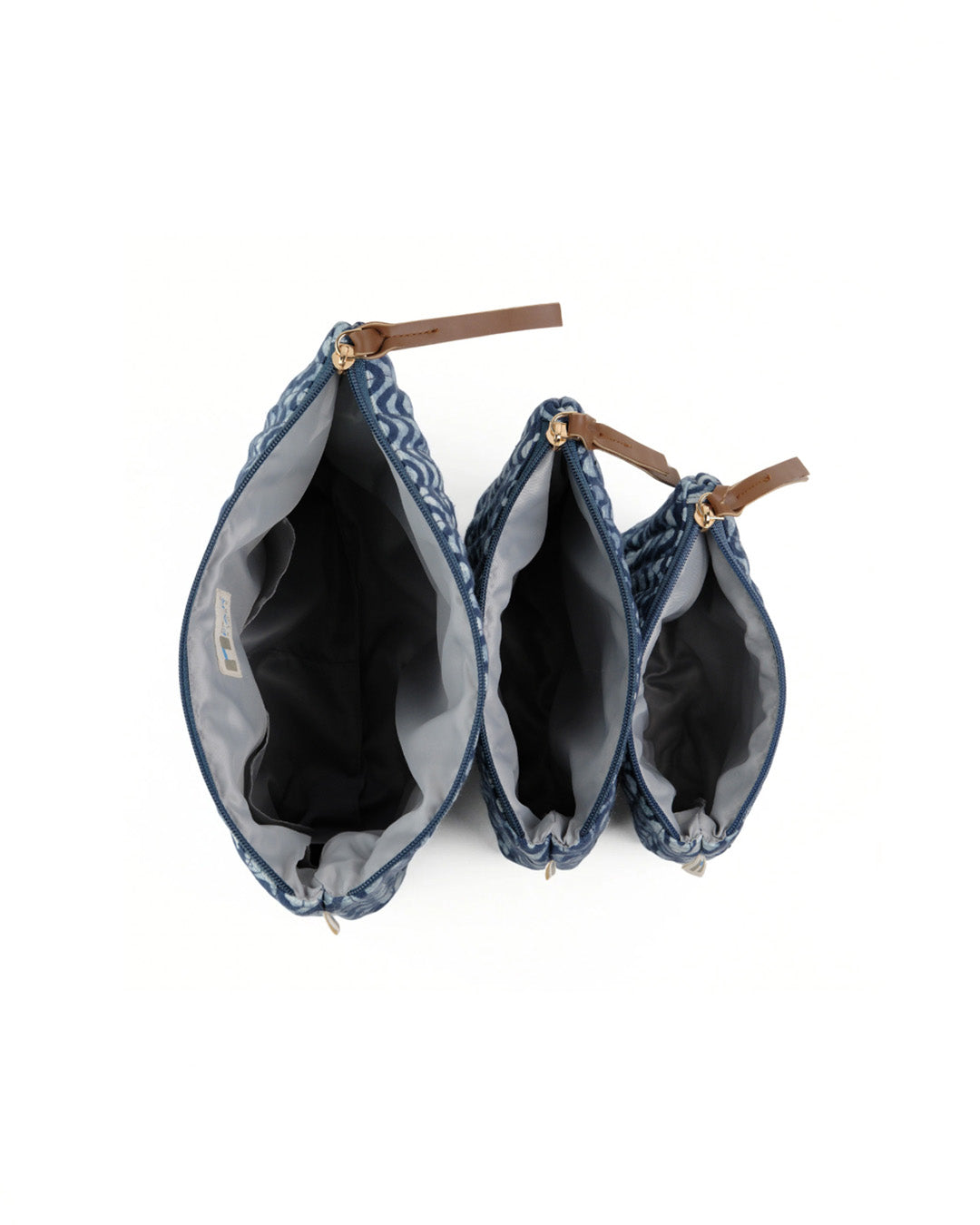 Set of 3 - Twilight Blue Waves Toiletry Pouches