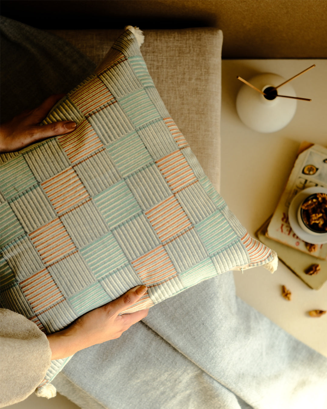 Eco Blend - Grid Cushion Cover