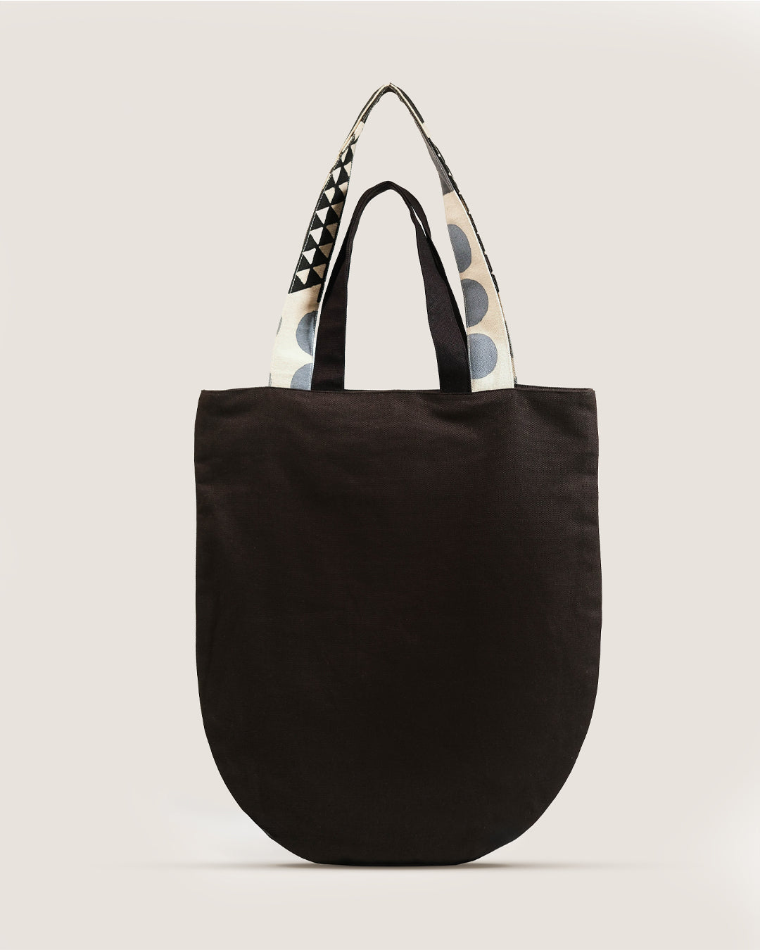Round Pocket Zentangle Black Canvas Bag