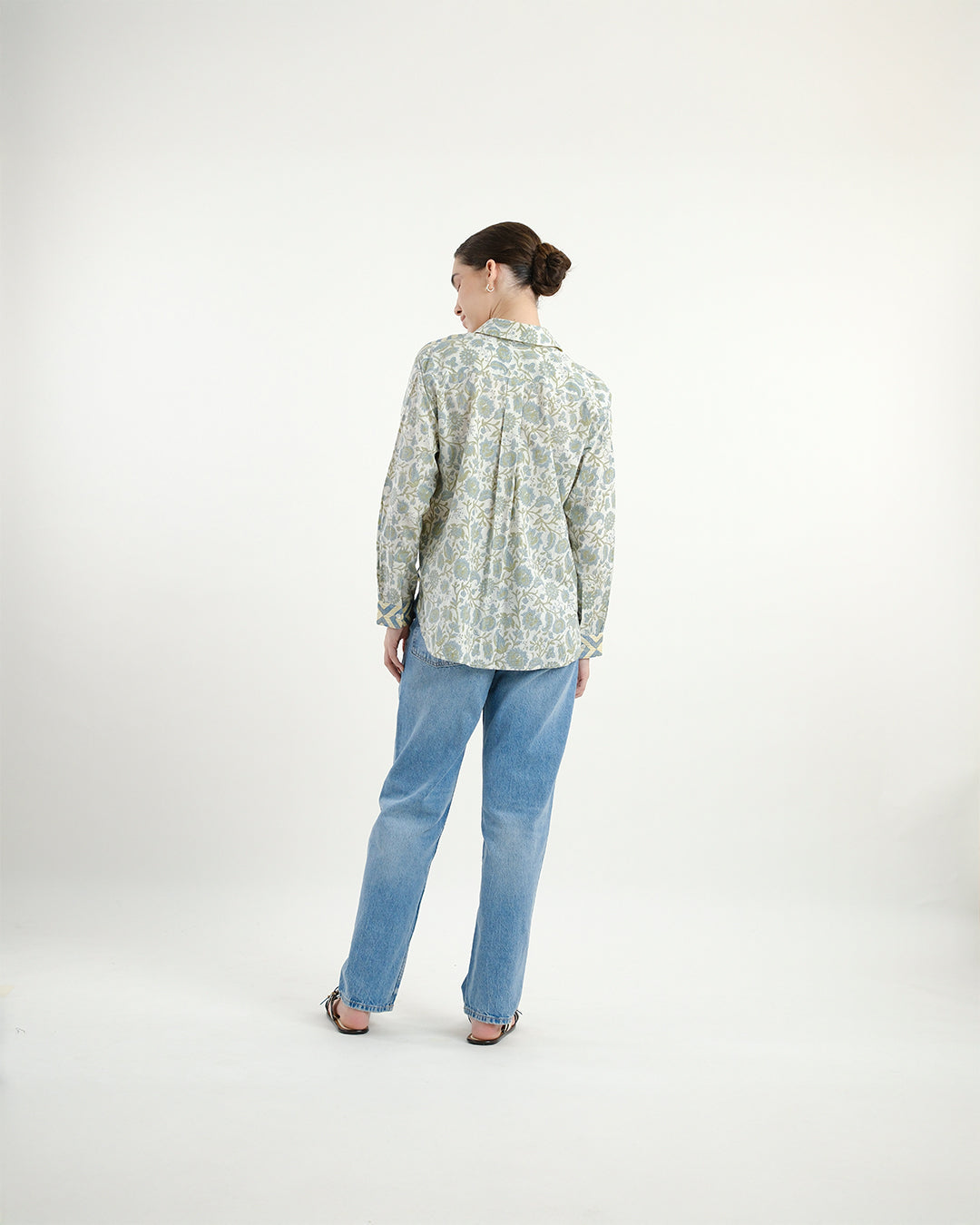 Block Printed Pineapple Emroidered Shirt