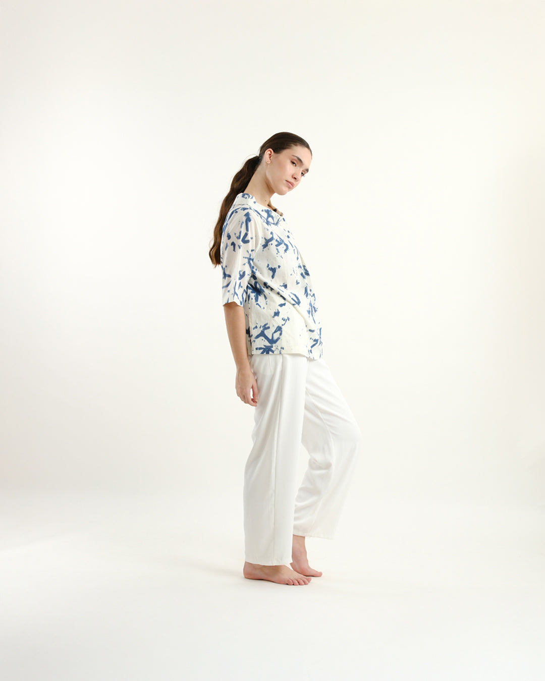 Broken Angles Block Print Turtleneck Top