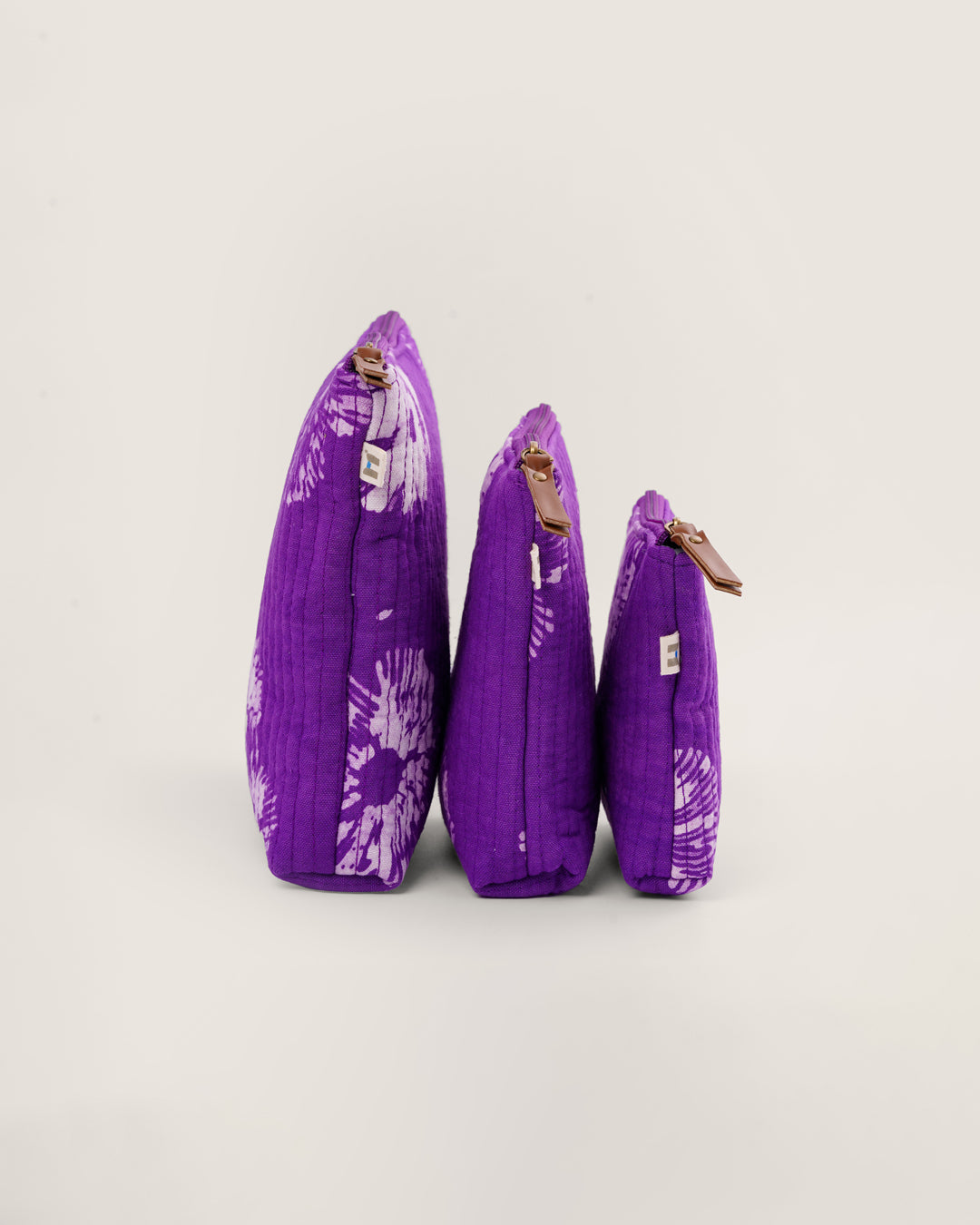 Set of 3 - Purple Floral Toiletry Pouch